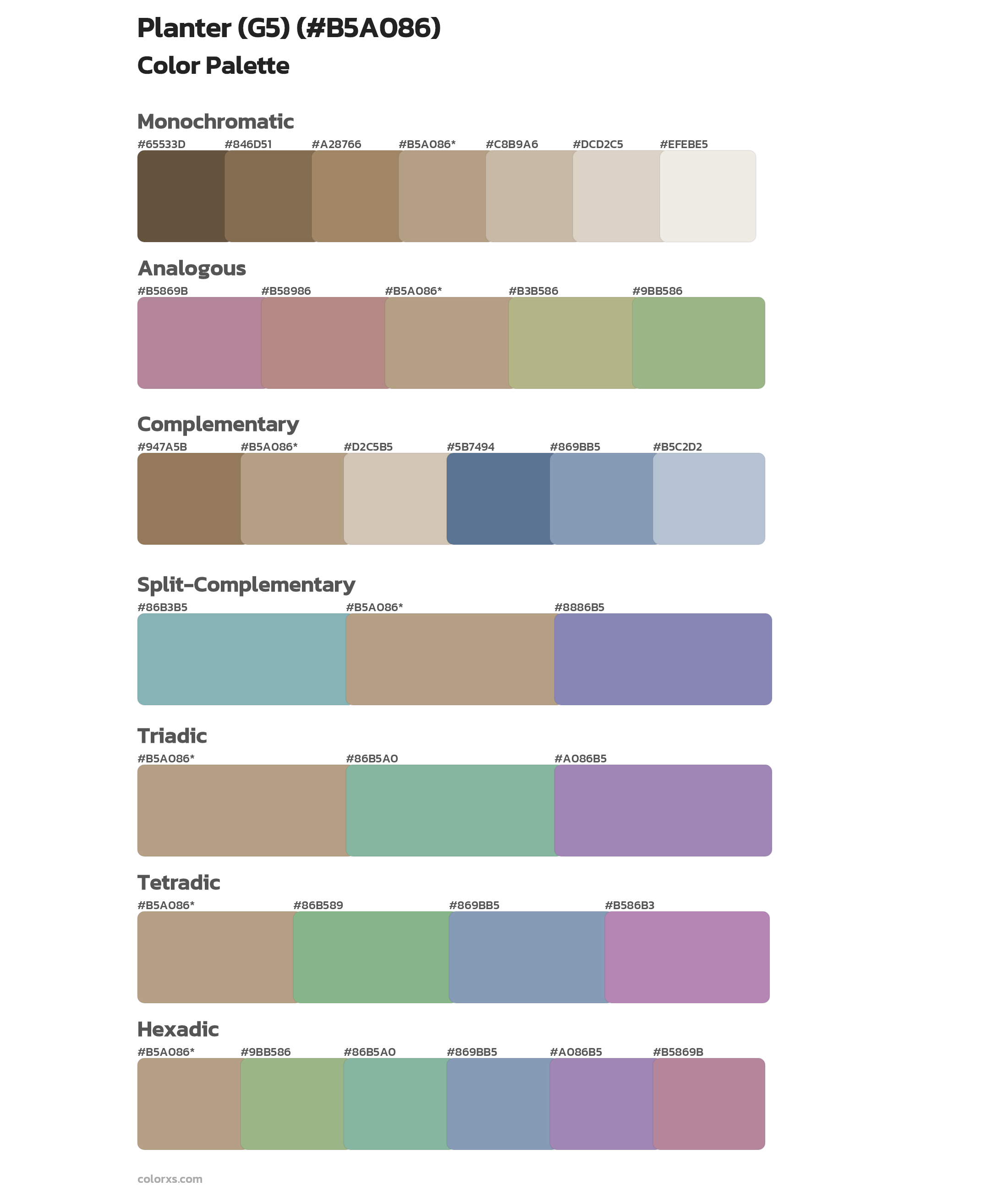 Planter (G5) Color Scheme Palettes