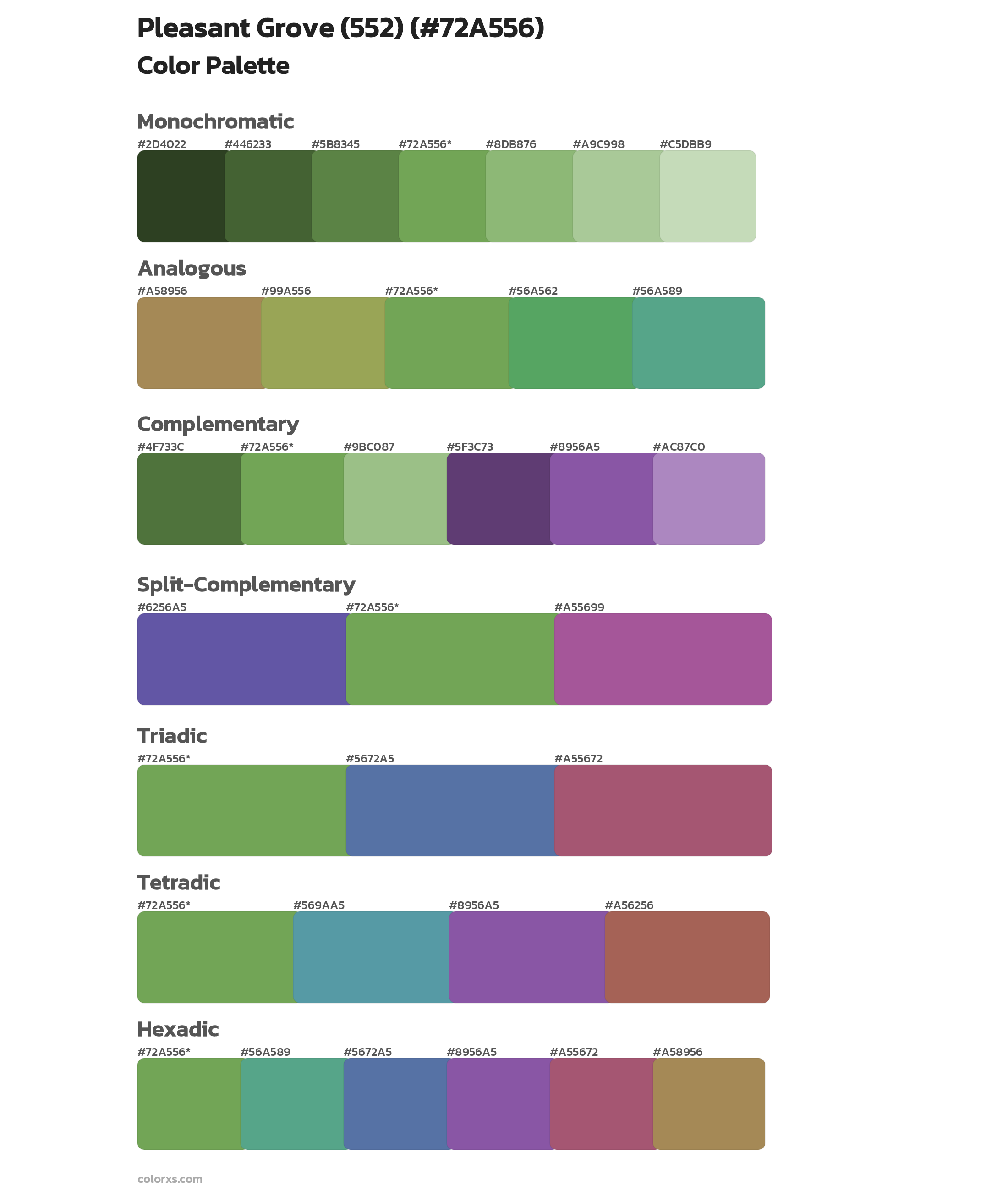 Pleasant Grove (552) Color Scheme Palettes