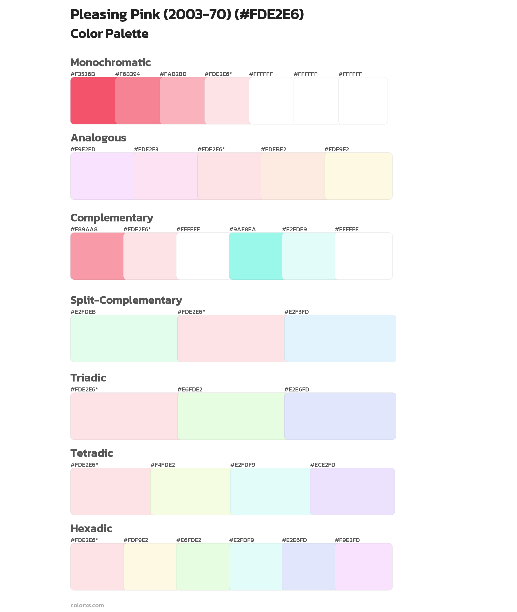 Pleasing Pink (2003-70) Color Scheme Palettes