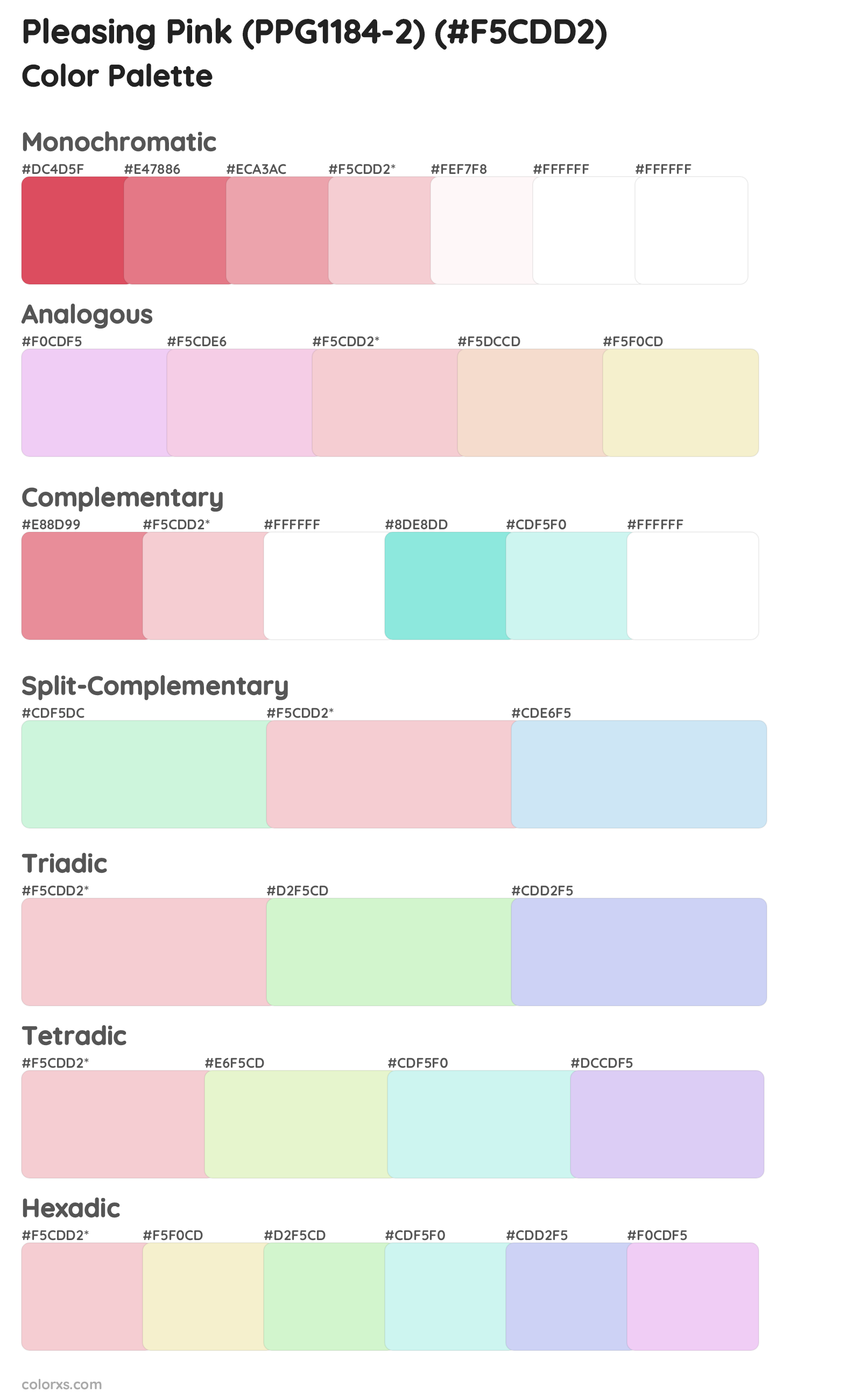 Pleasing Pink (PPG1184-2) Color Scheme Palettes