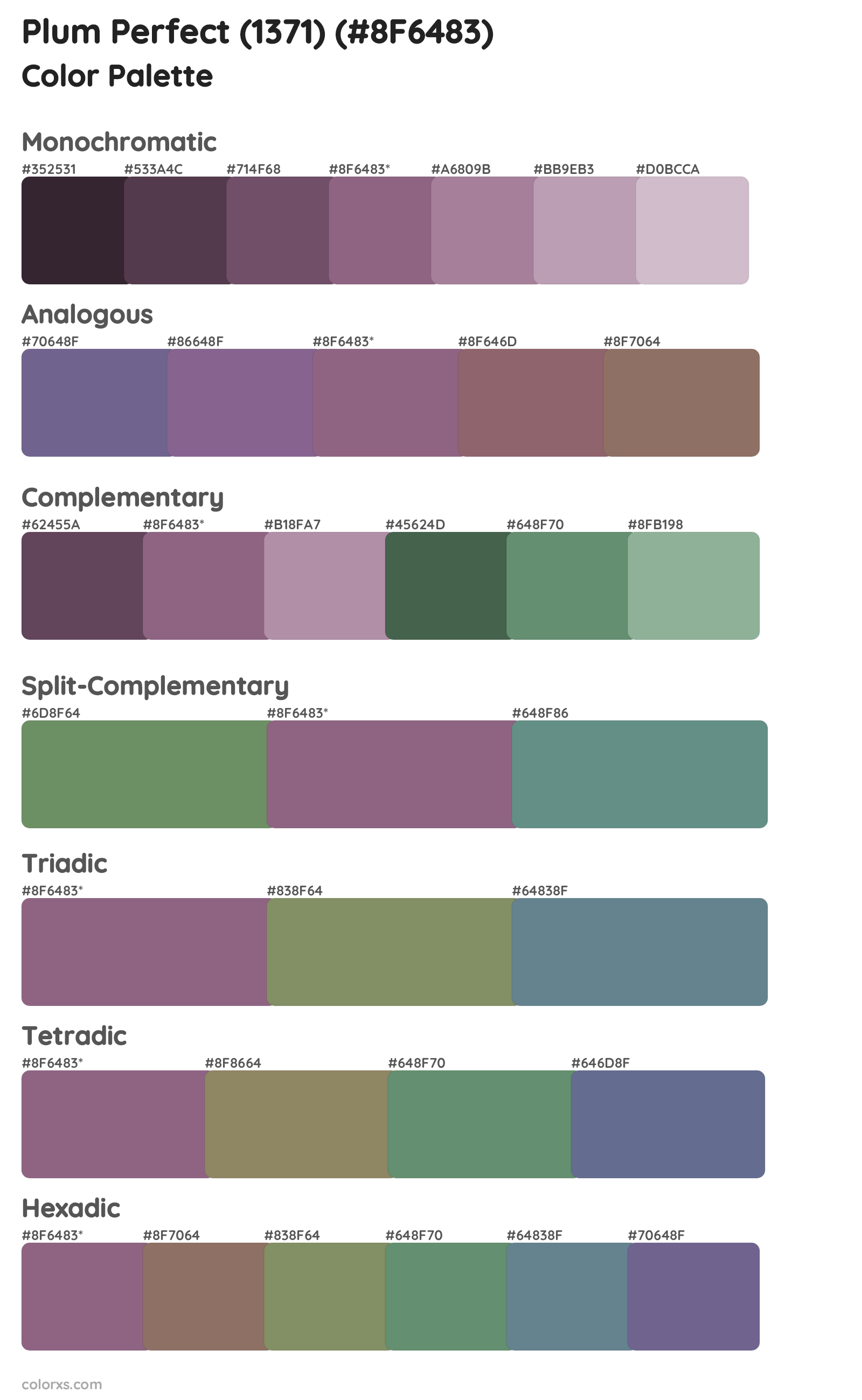 Plum Perfect (1371) Color Scheme Palettes