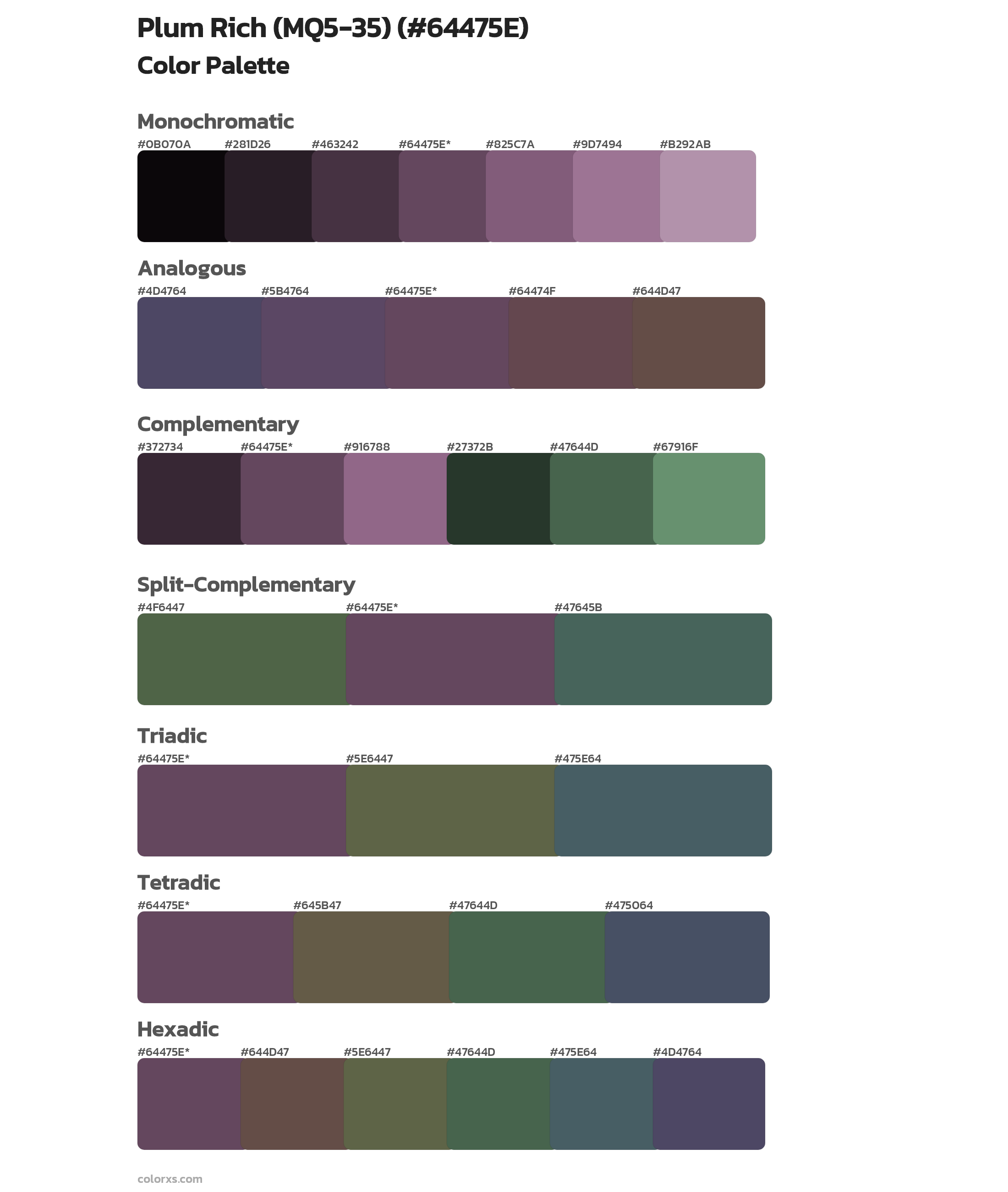 Plum Rich (MQ5-35) Color Scheme Palettes