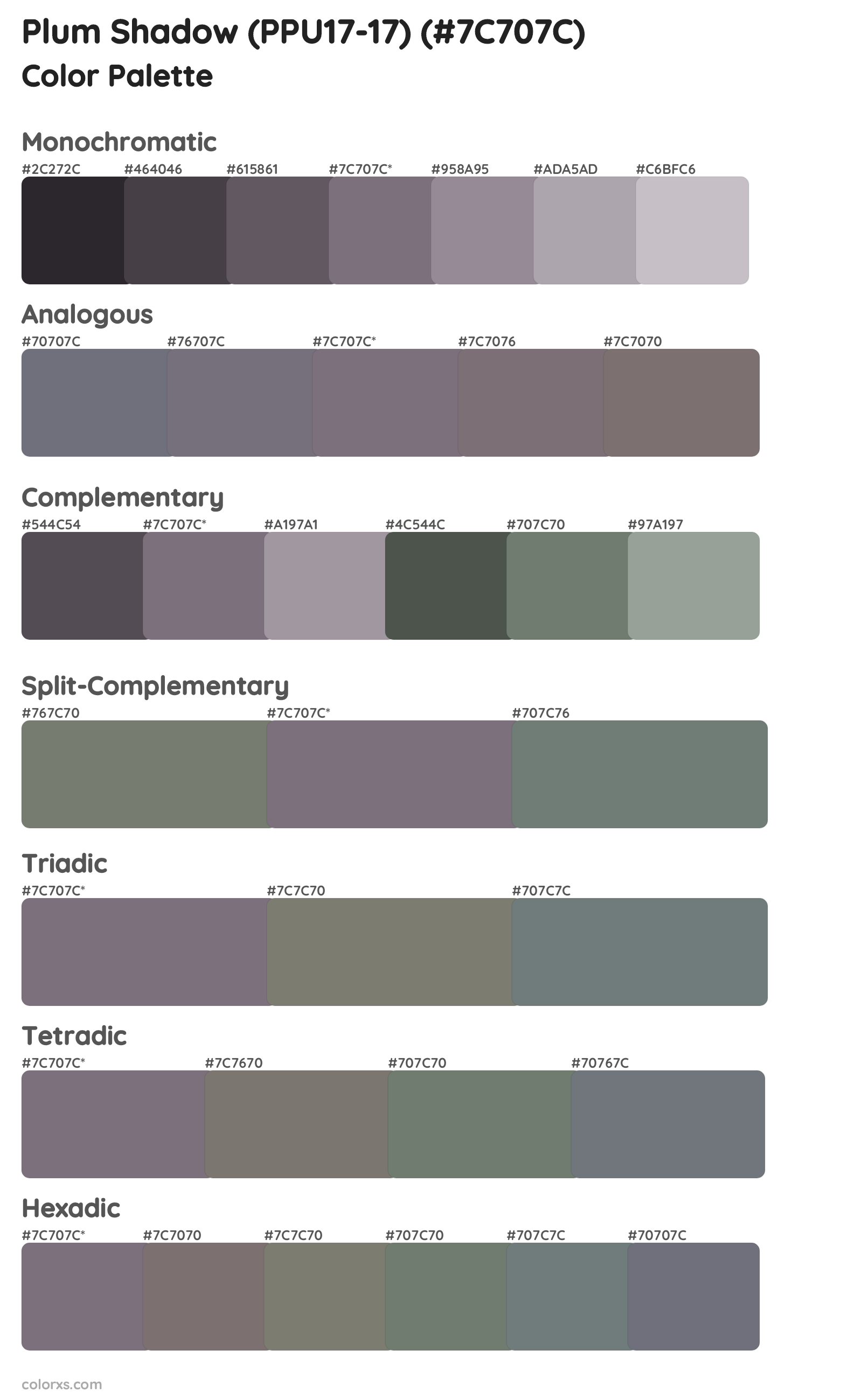 Plum Shadow (PPU17-17) Color Scheme Palettes