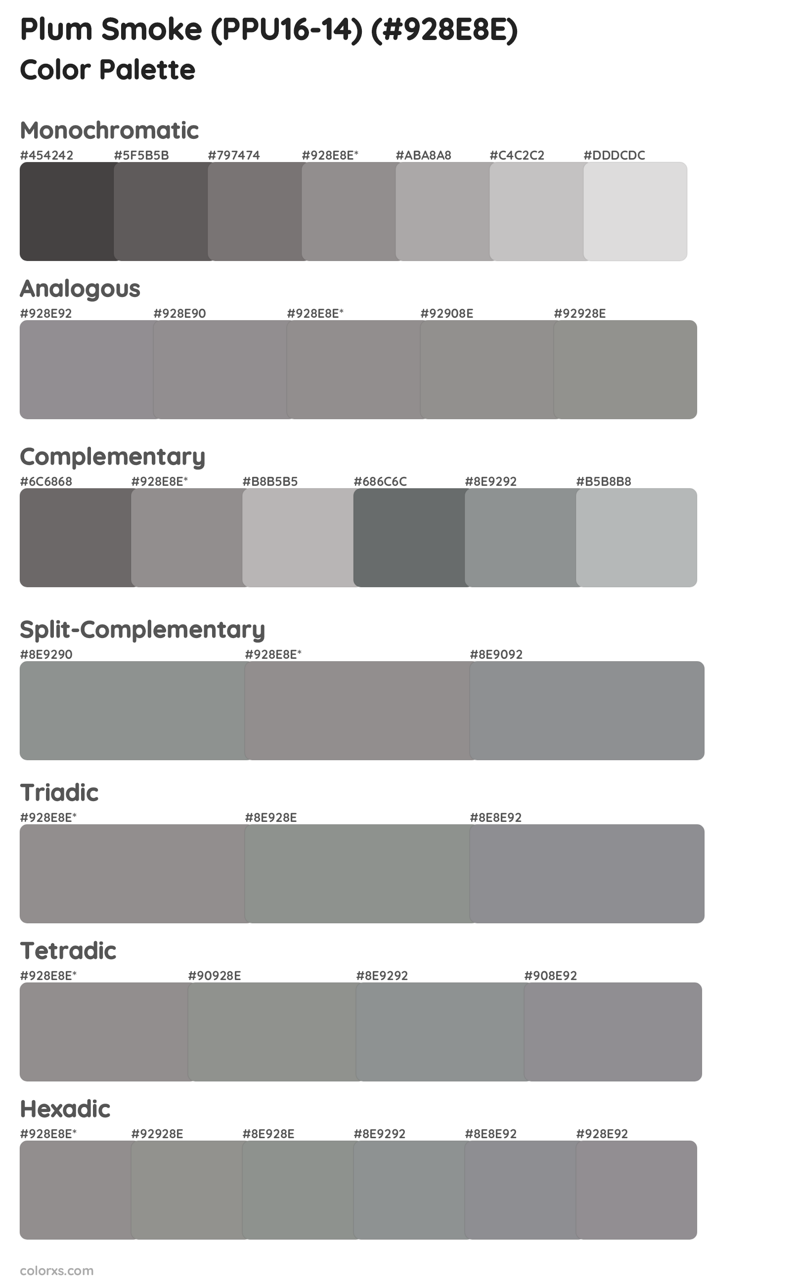 Plum Smoke (PPU16-14) Color Scheme Palettes