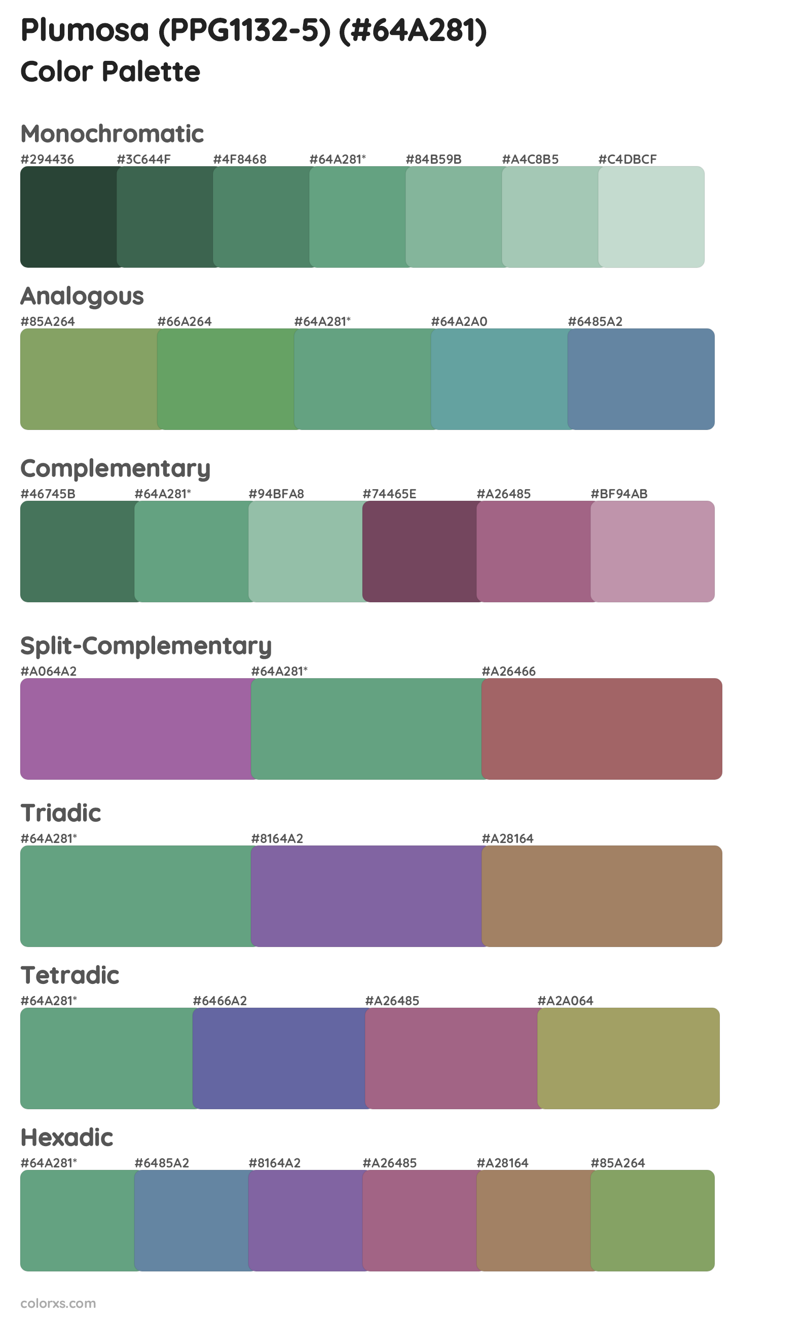 Plumosa (PPG1132-5) Color Scheme Palettes