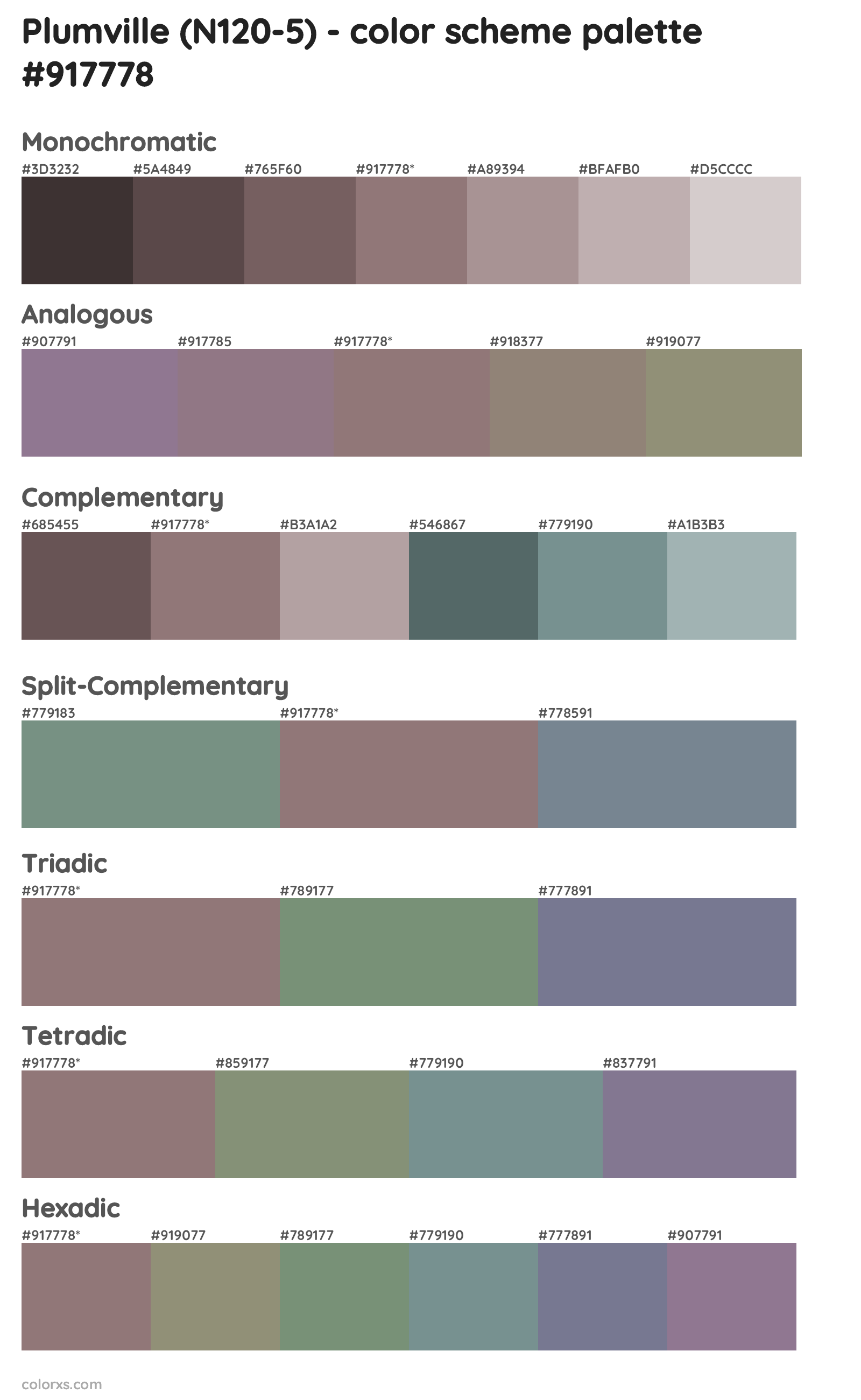 Plumville (N120-5) Color Scheme Palettes