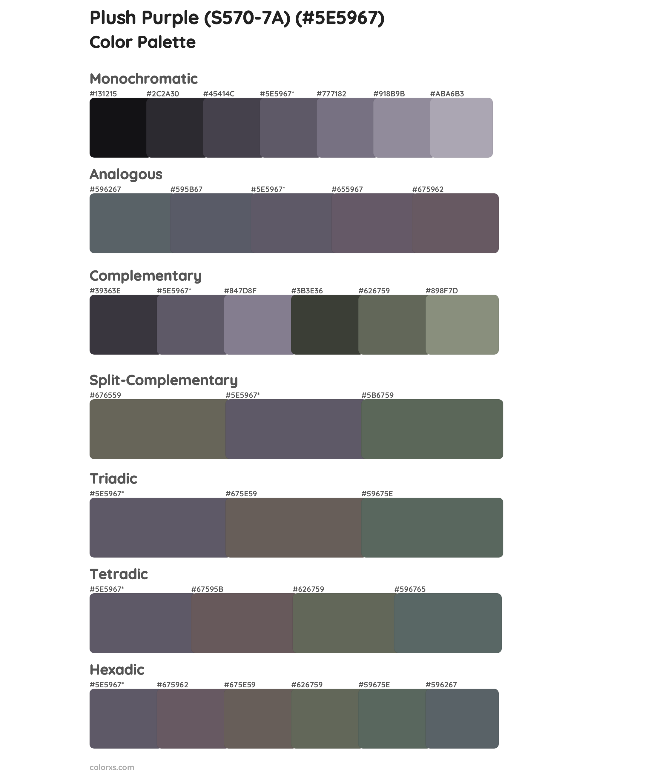 Plush Purple (S570-7A) Color Scheme Palettes