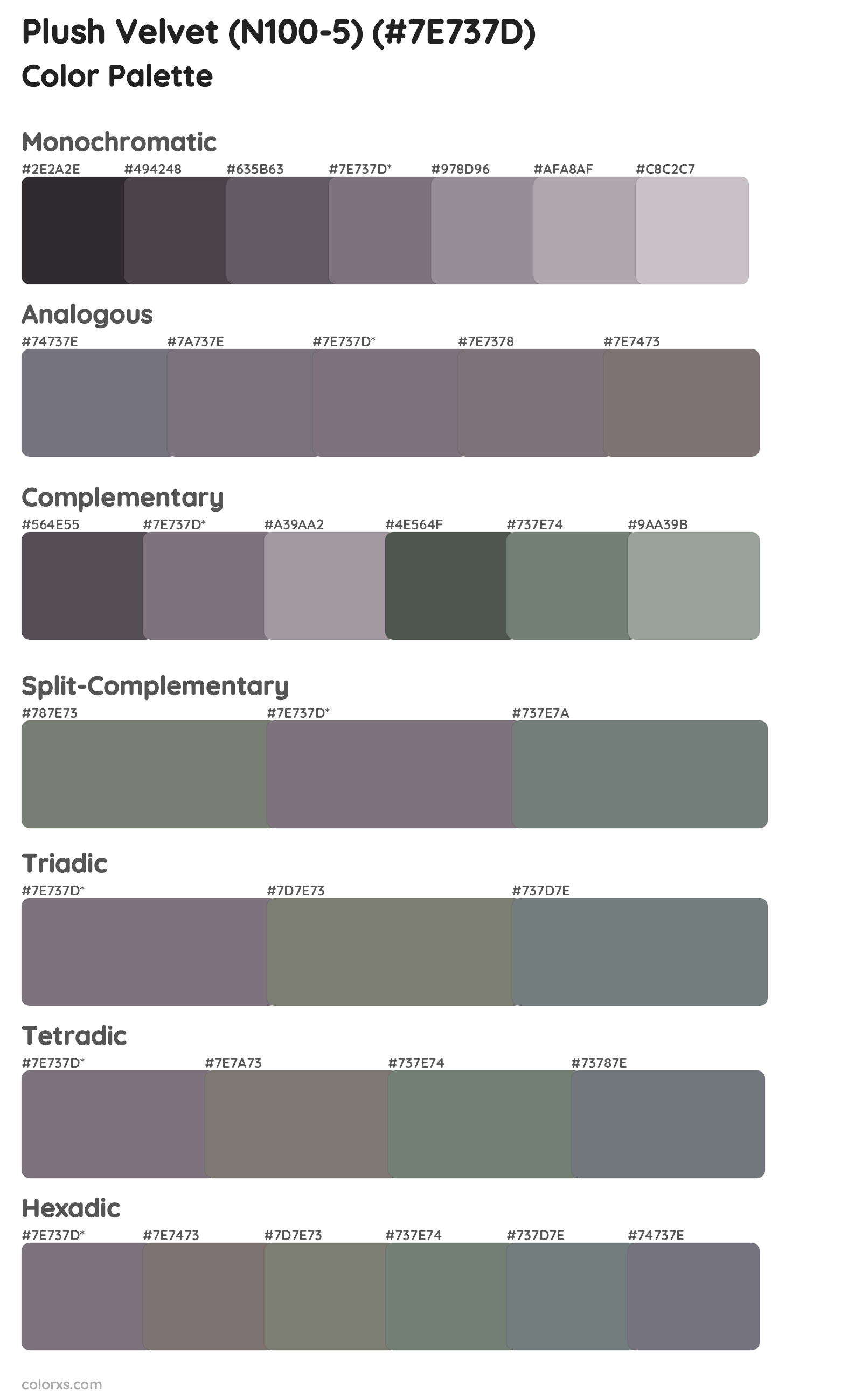 Plush Velvet (N100-5) Color Scheme Palettes