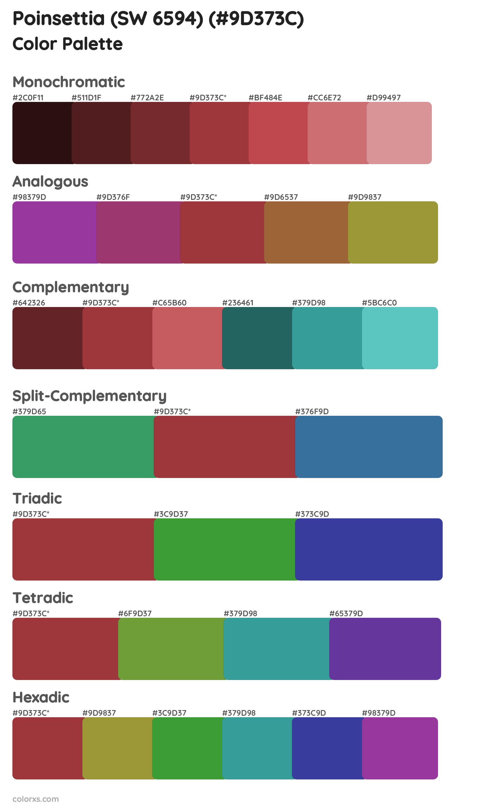 Poinsettia (SW 6594) Color Scheme Palettes