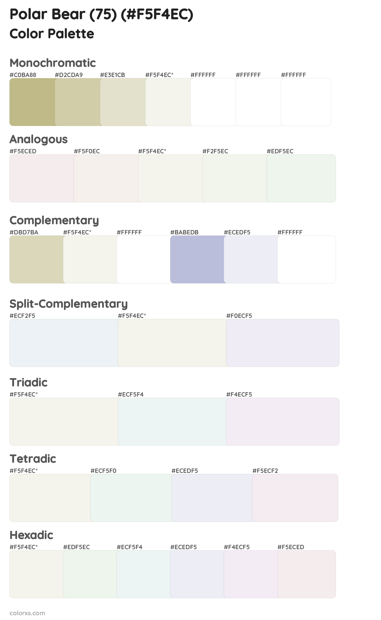 Polar Bear (75) Color Scheme Palettes