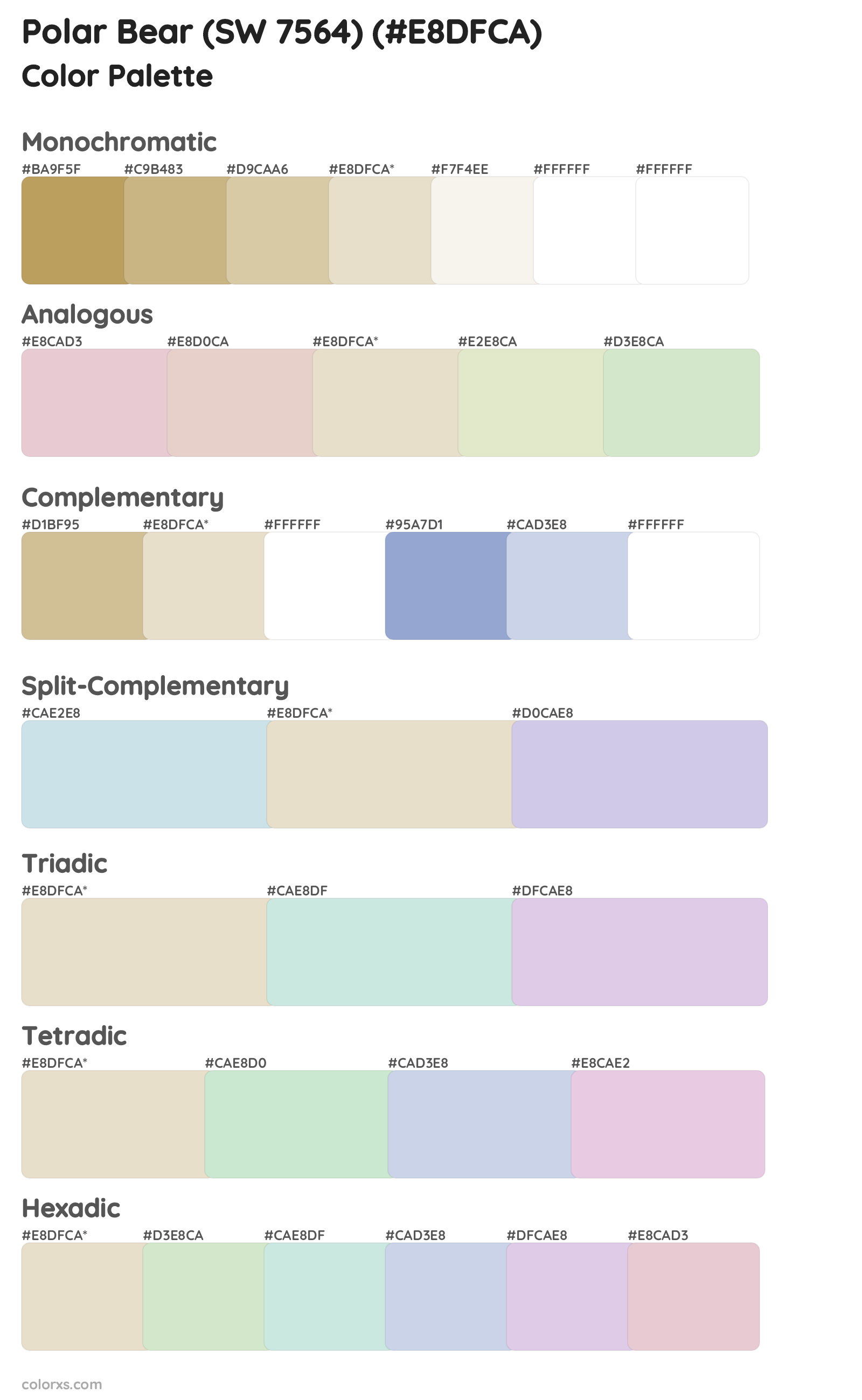 Polar Bear (SW 7564) Color Scheme Palettes