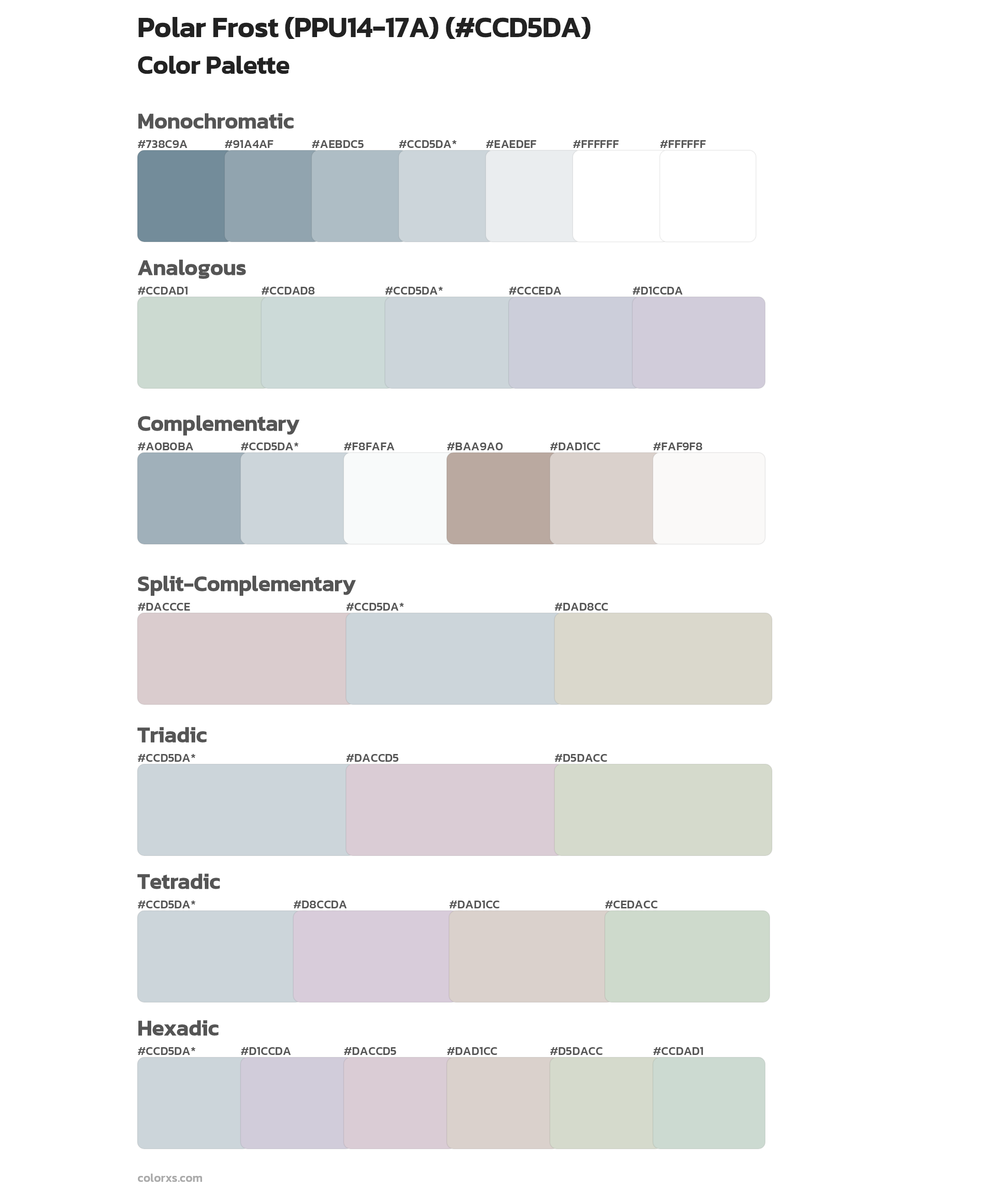 Polar Frost (PPU14-17A) Color Scheme Palettes