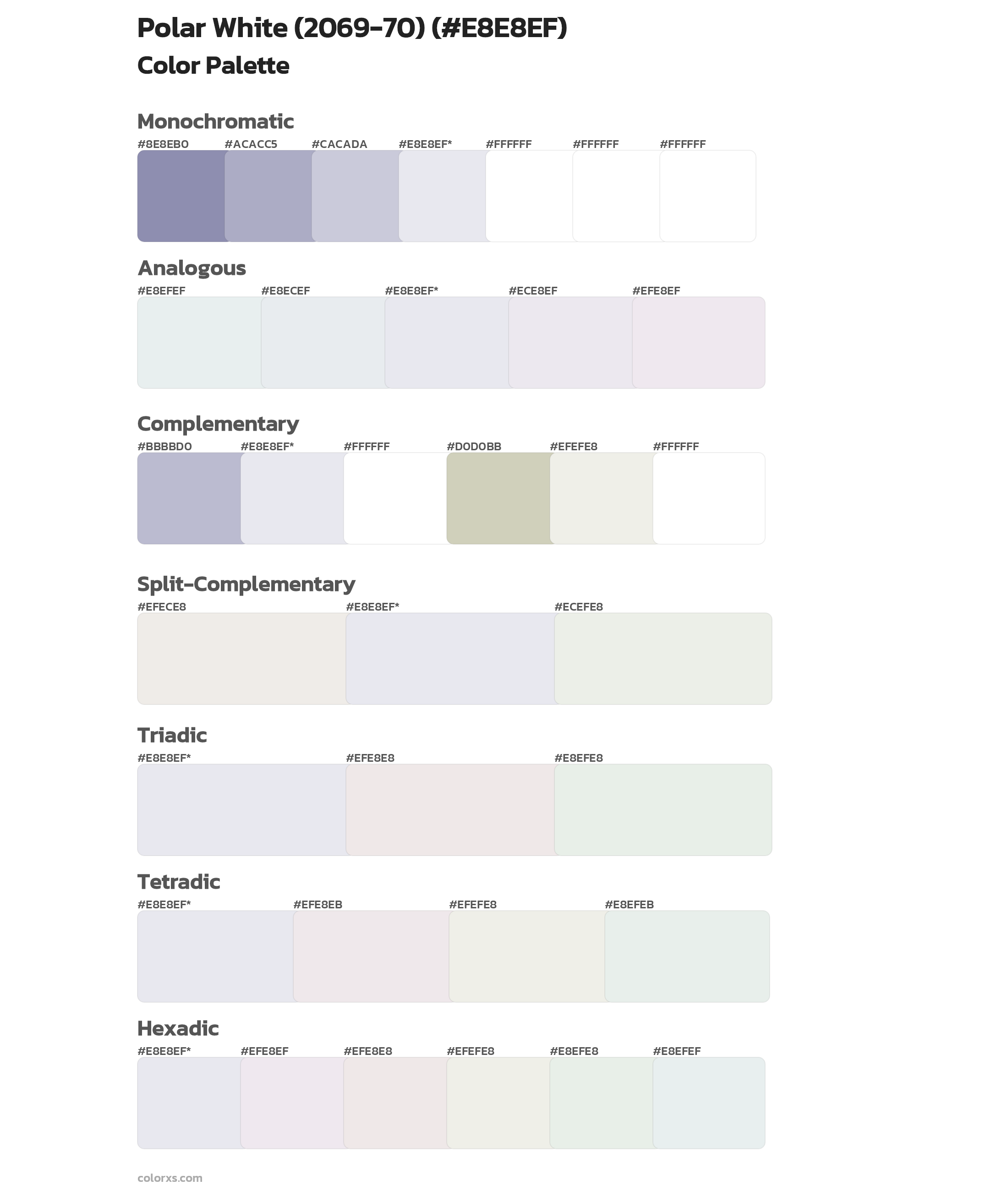 Polar White (2069-70) Color Scheme Palettes