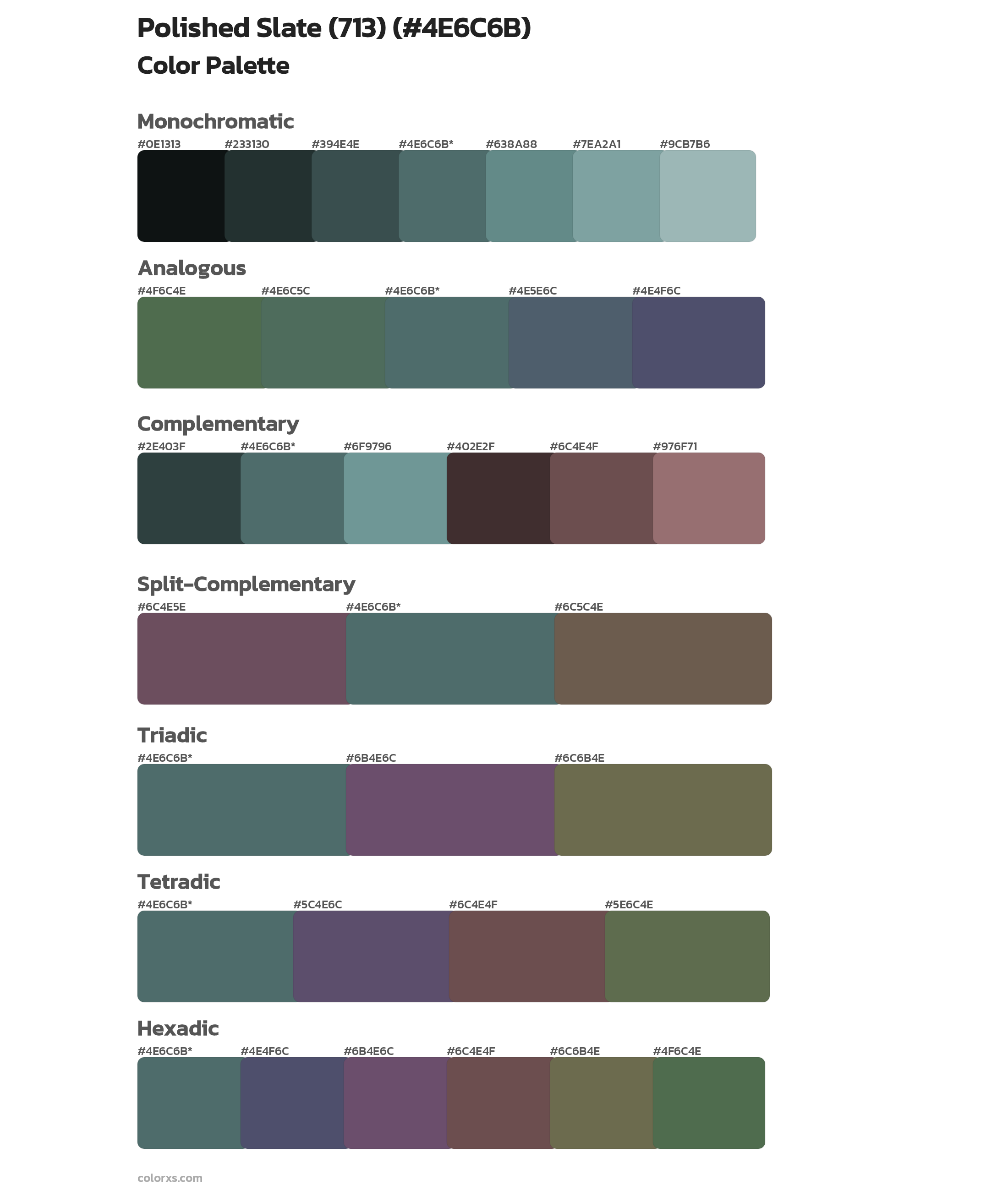 Polished Slate (713) Color Scheme Palettes