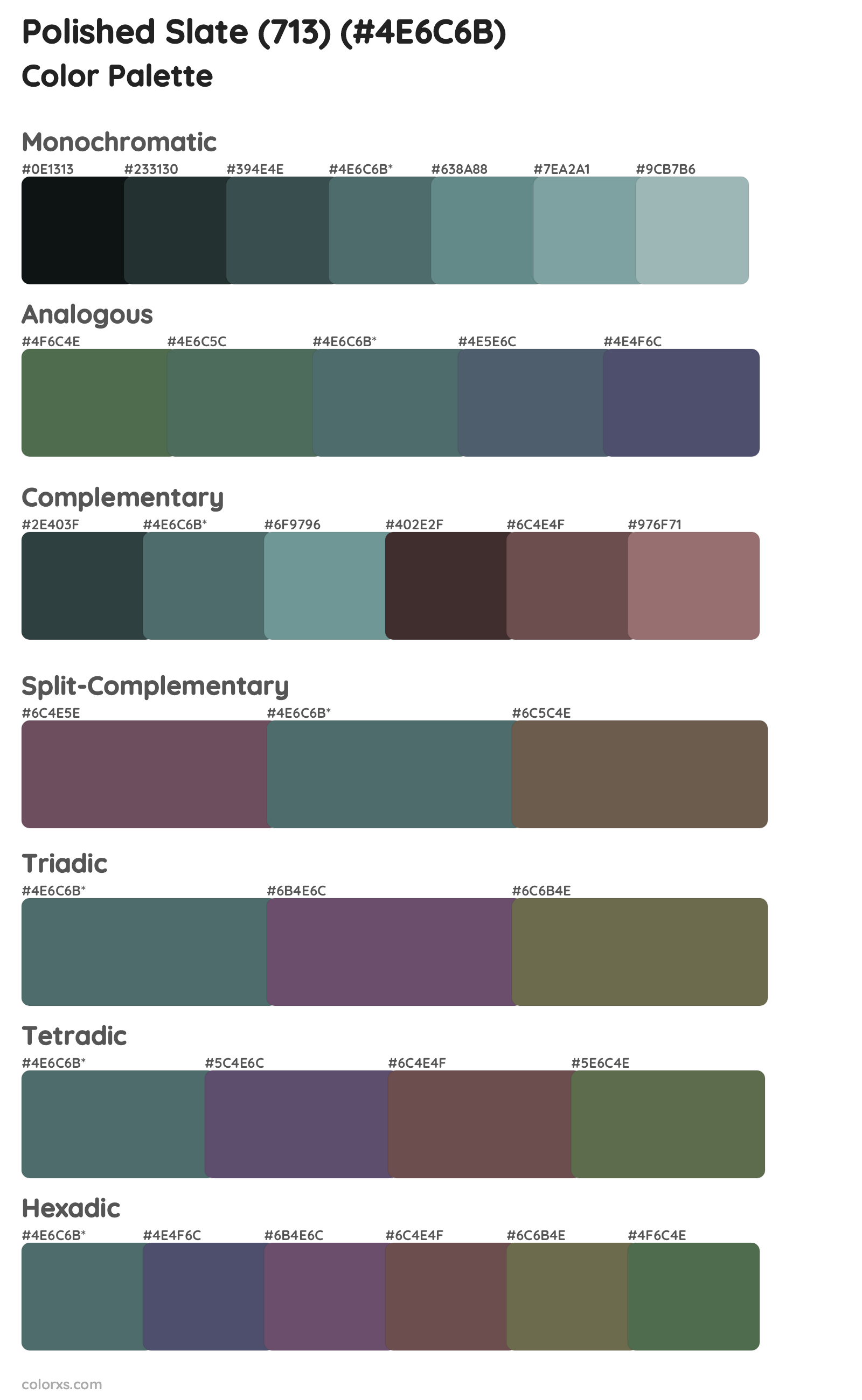 Polished Slate (713) Color Scheme Palettes
