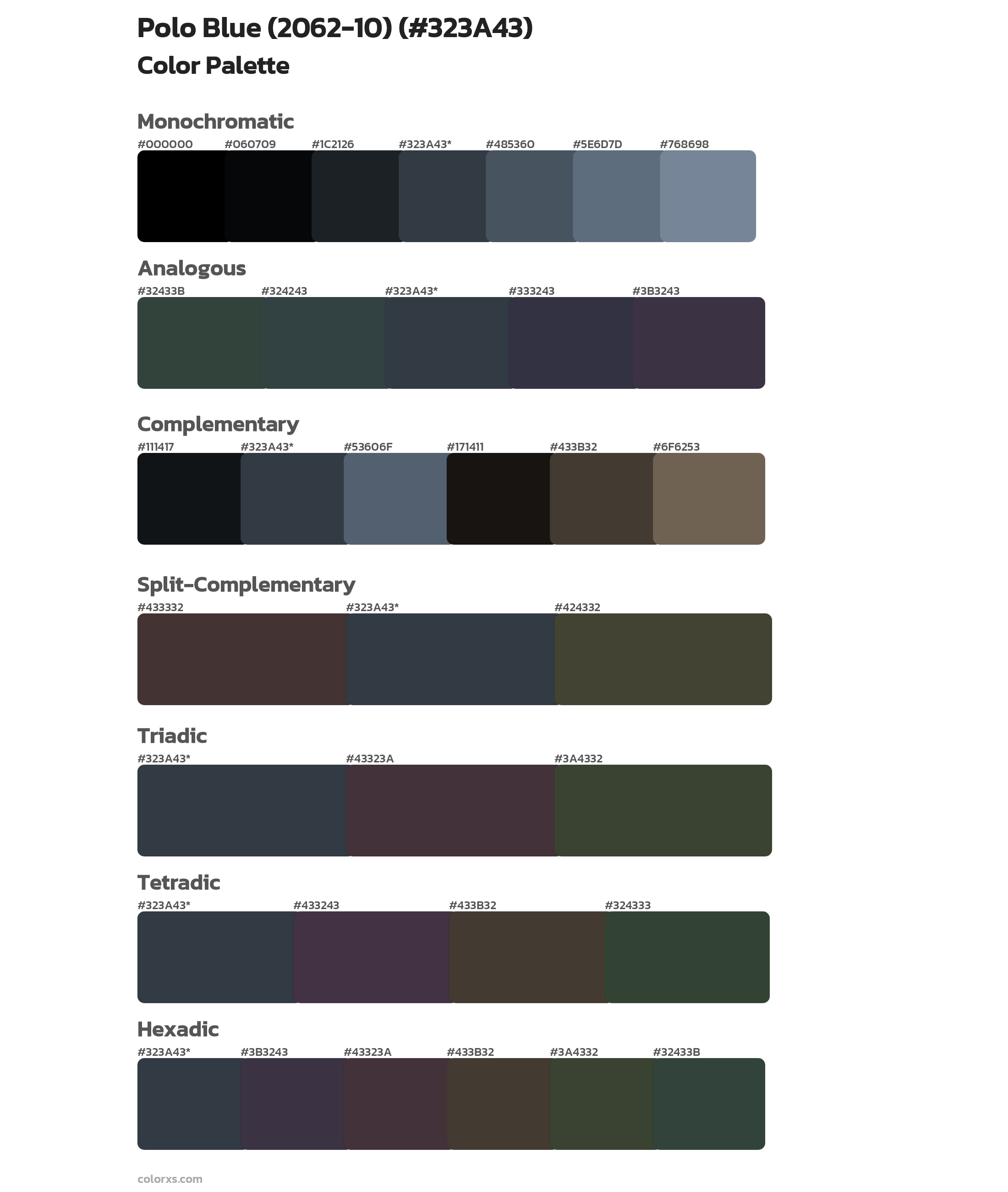 Polo Blue (2062-10) Color Scheme Palettes
