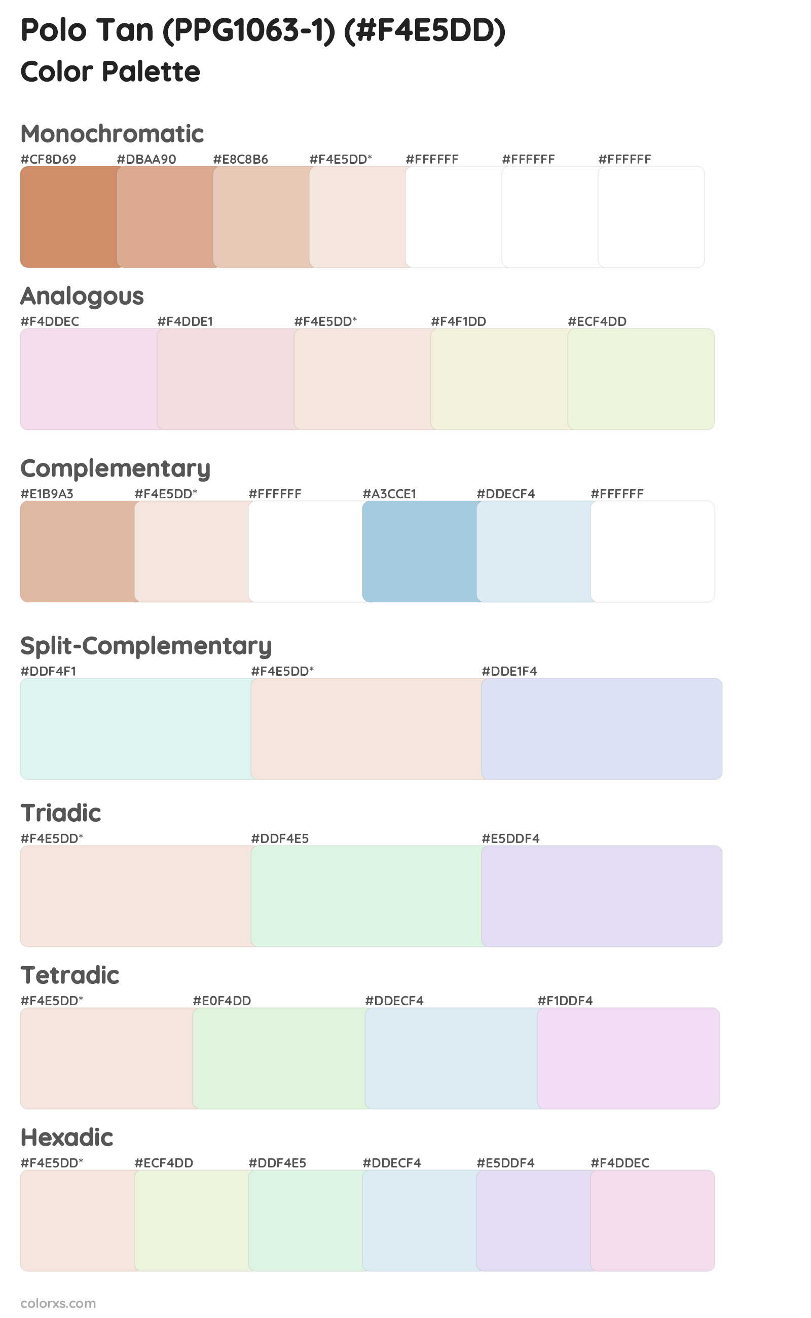 Polo Tan (PPG1063-1) Color Scheme Palettes