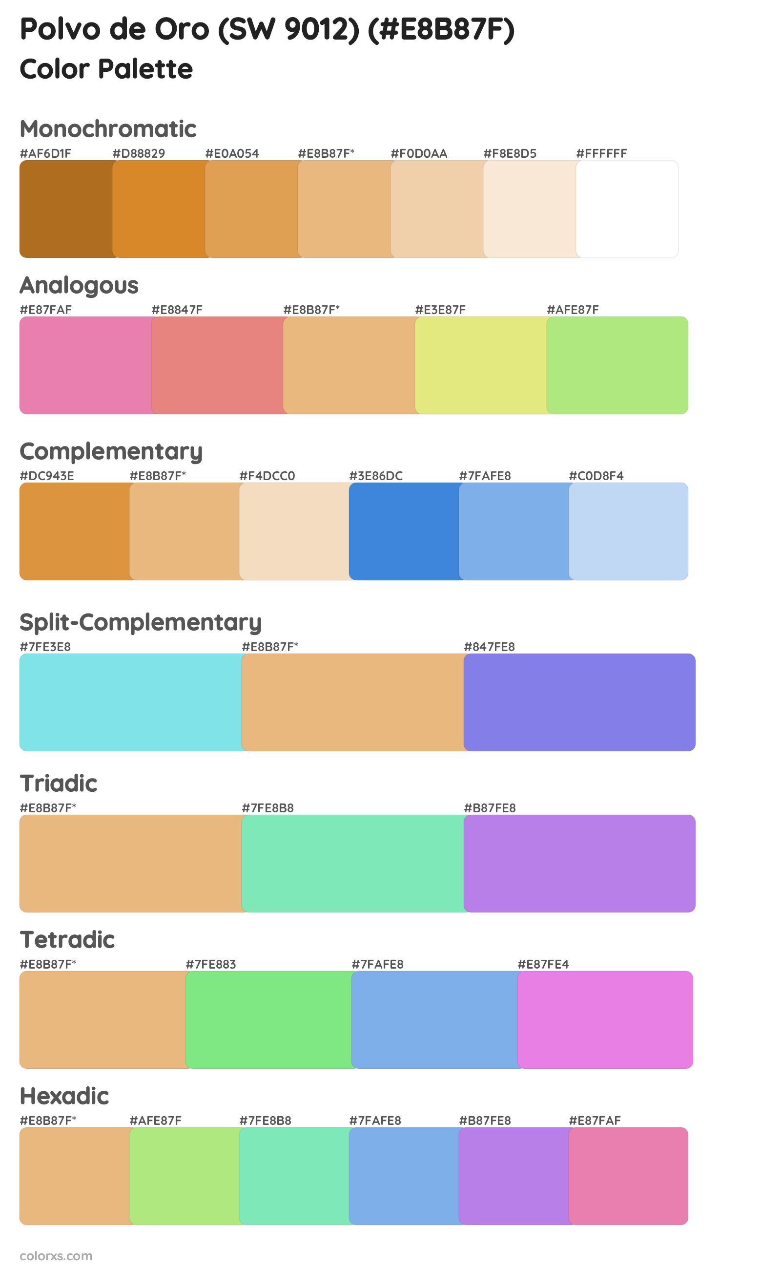 Polvo de Oro (SW 9012) Color Scheme Palettes