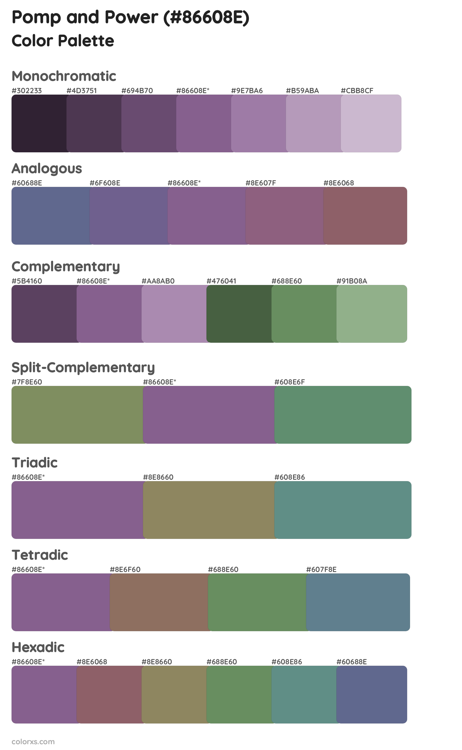 Pomp and Power Color Scheme Palettes
