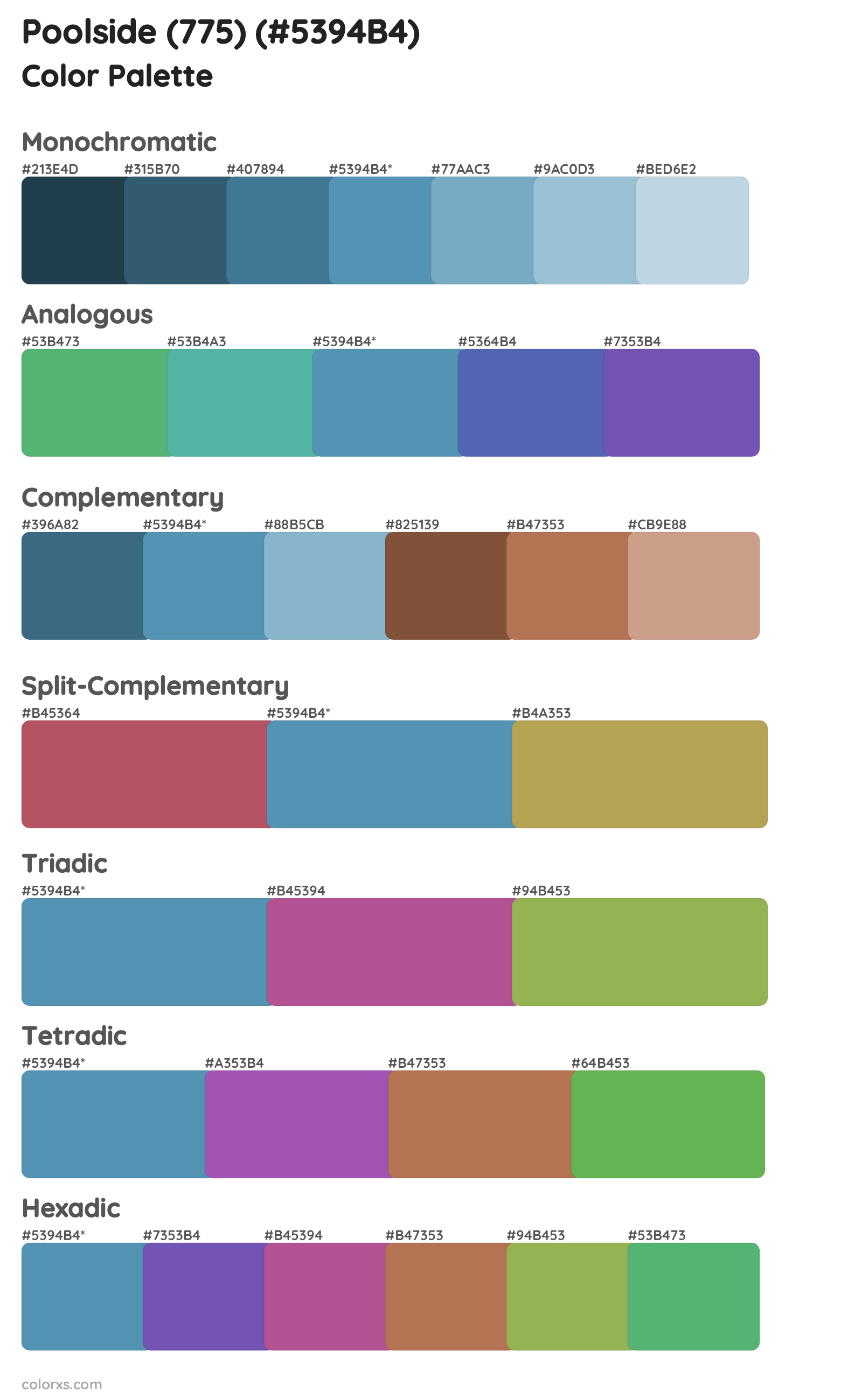 Poolside (775) Color Scheme Palettes