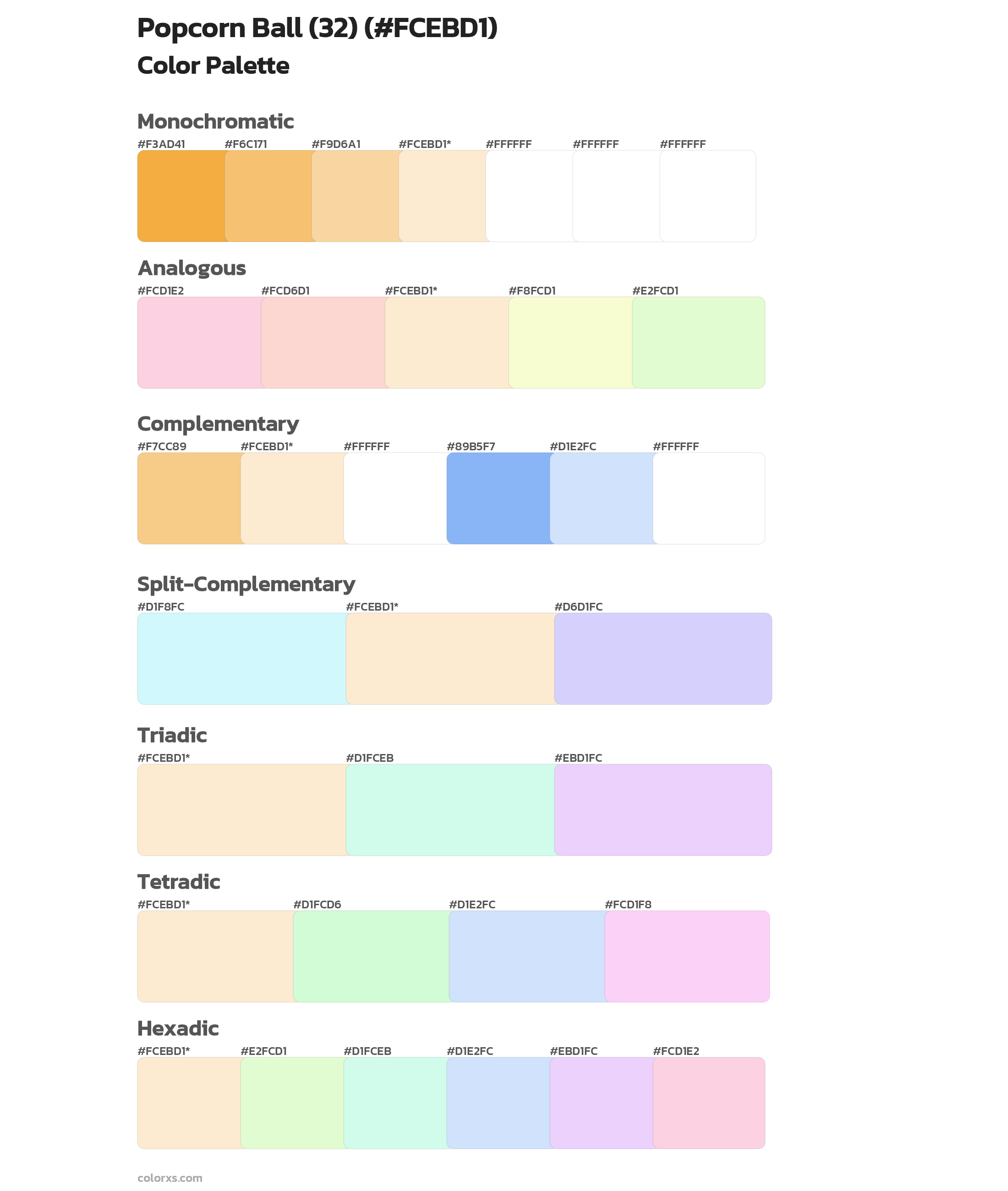 Popcorn Ball (32) Color Scheme Palettes