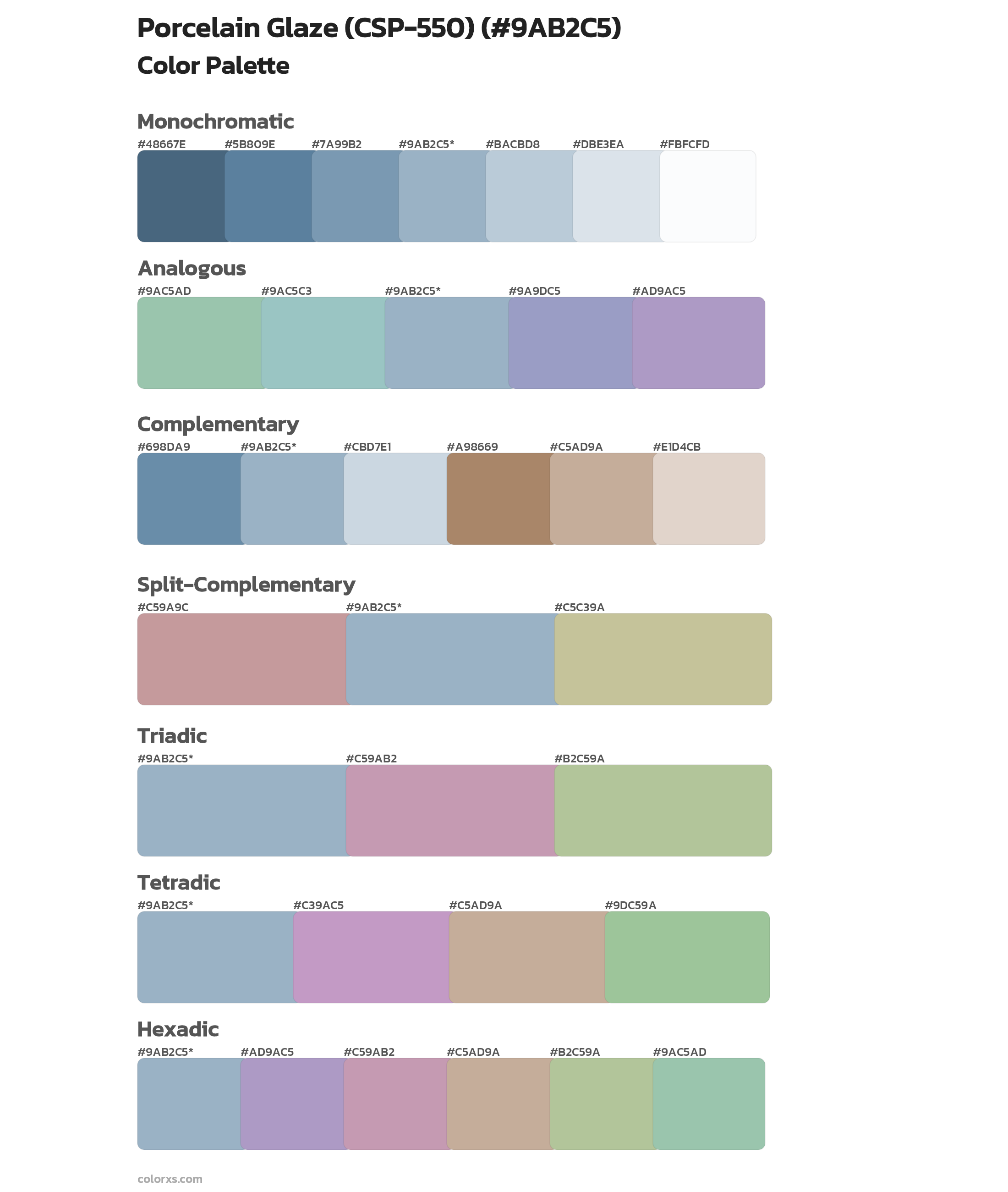 Porcelain Glaze (CSP-550) Color Scheme Palettes