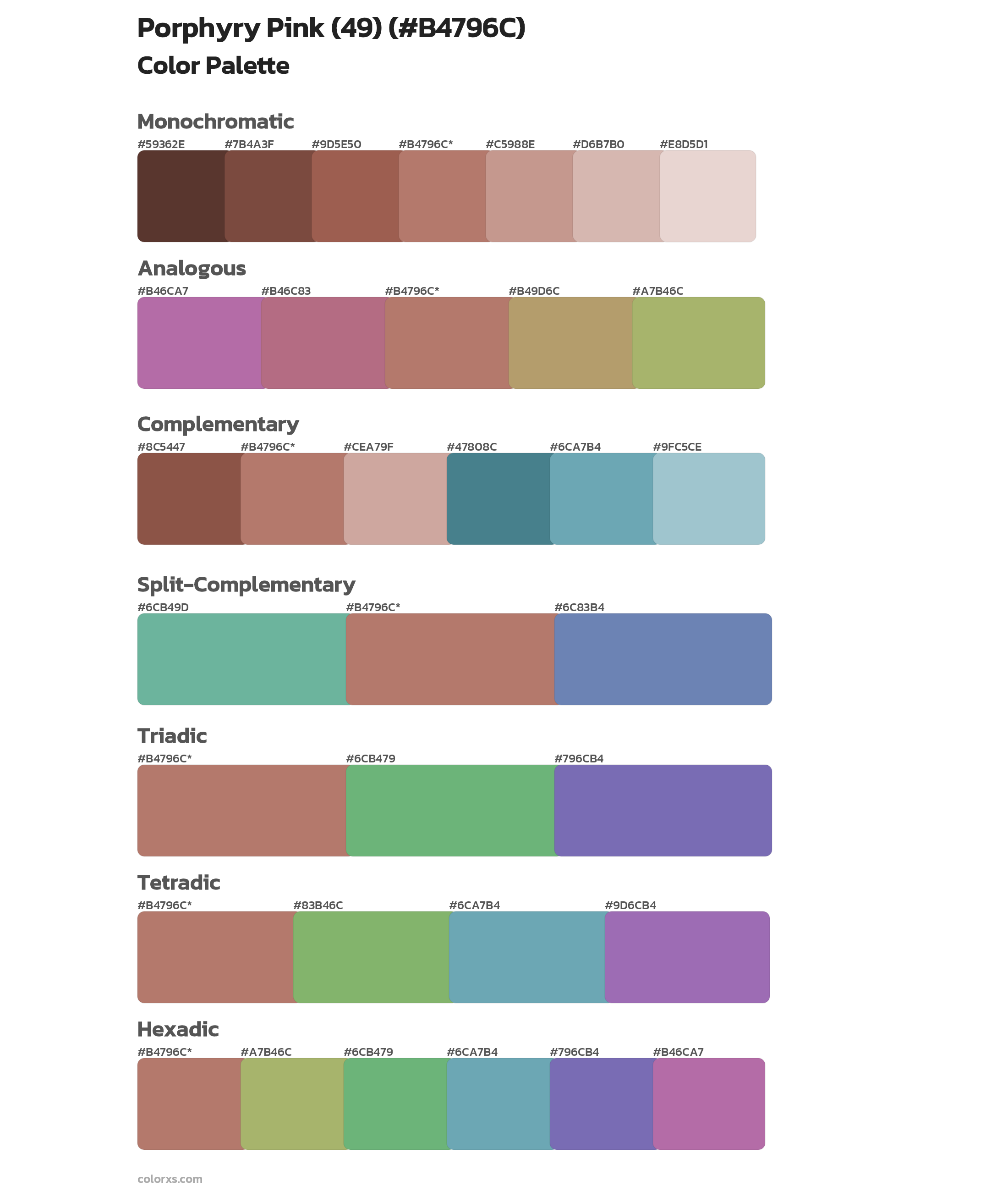 Porphyry Pink (49) Color Scheme Palettes