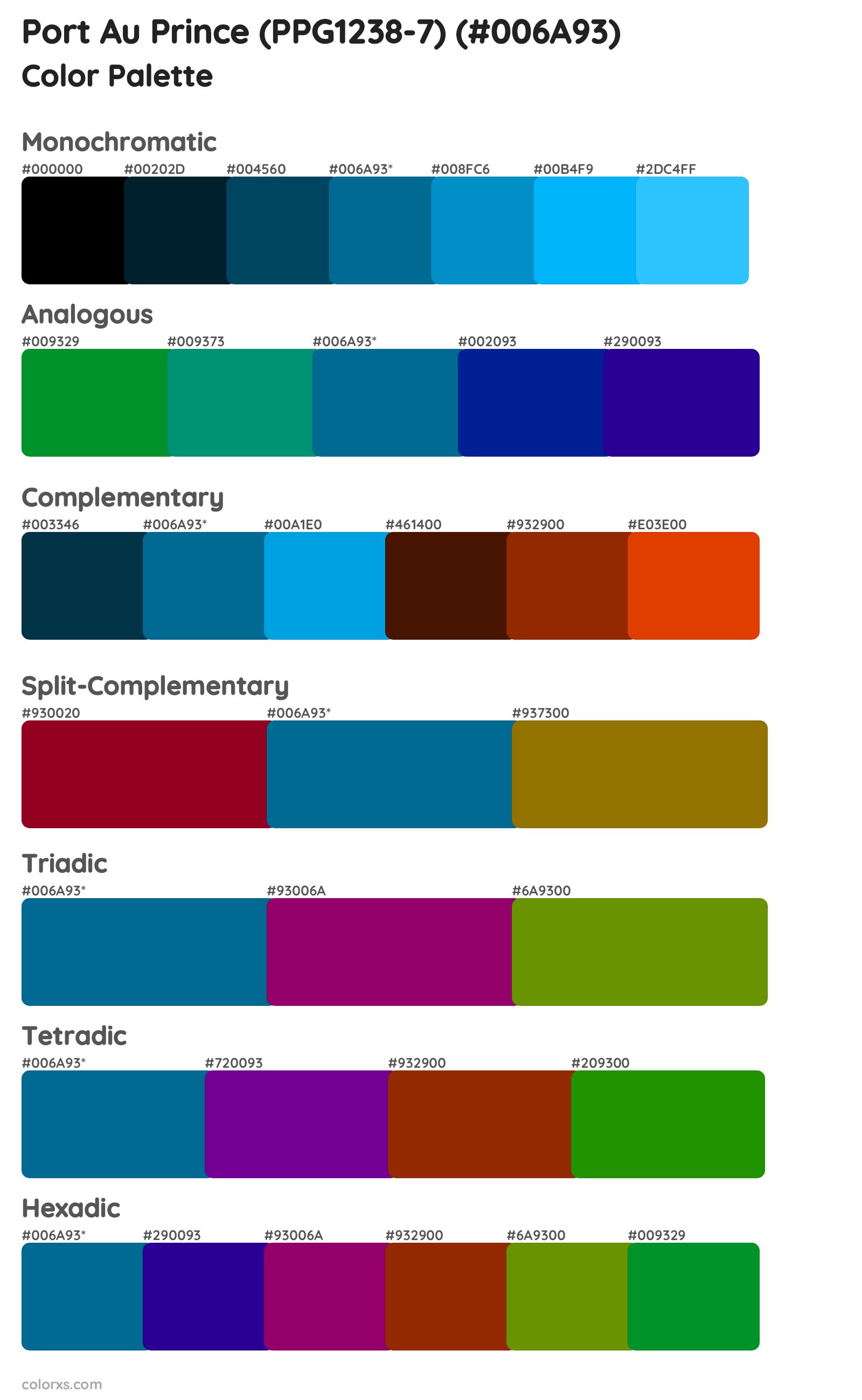 Port Au Prince (PPG1238-7) Color Scheme Palettes