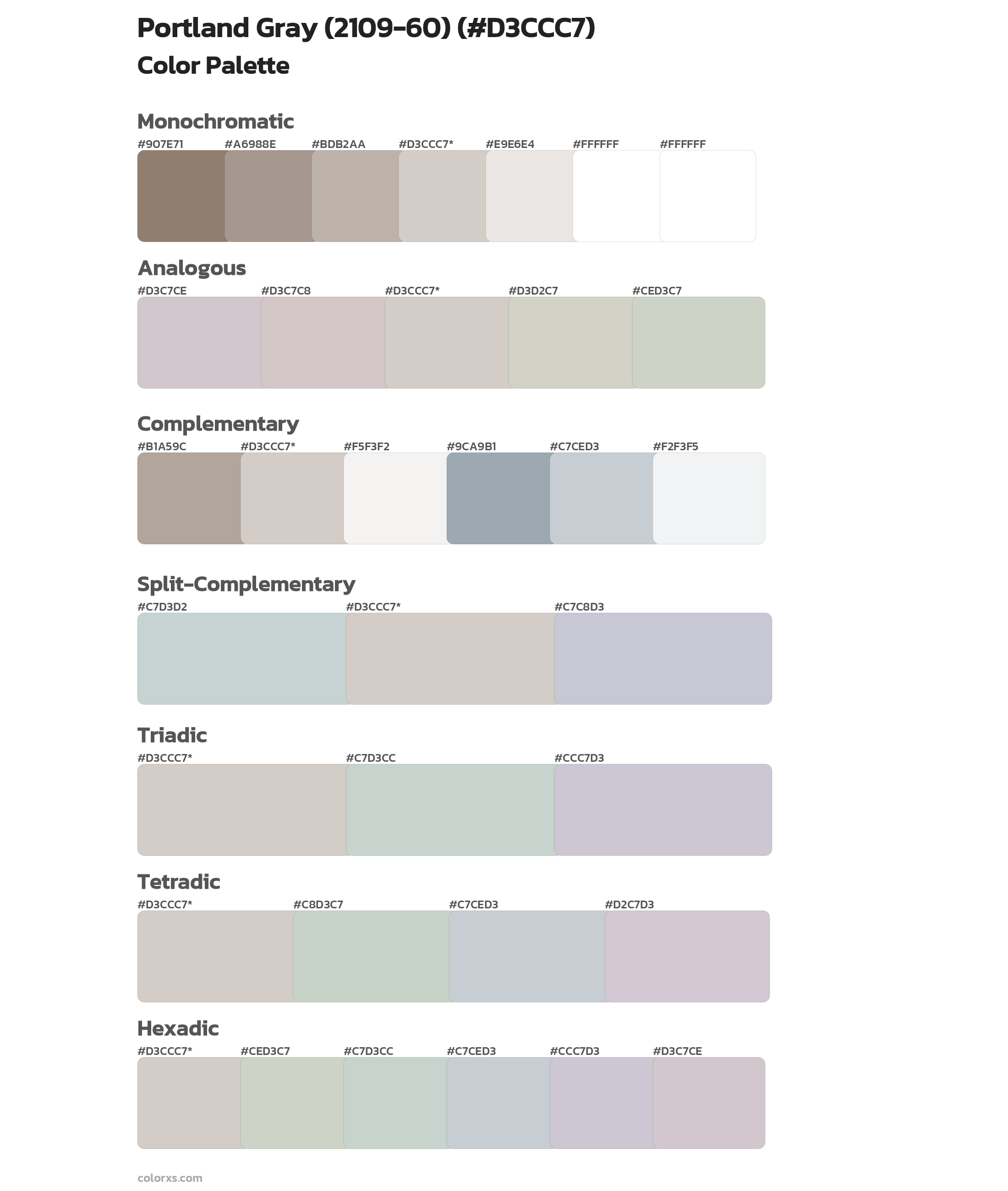 Portland Gray (2109-60) Color Scheme Palettes
