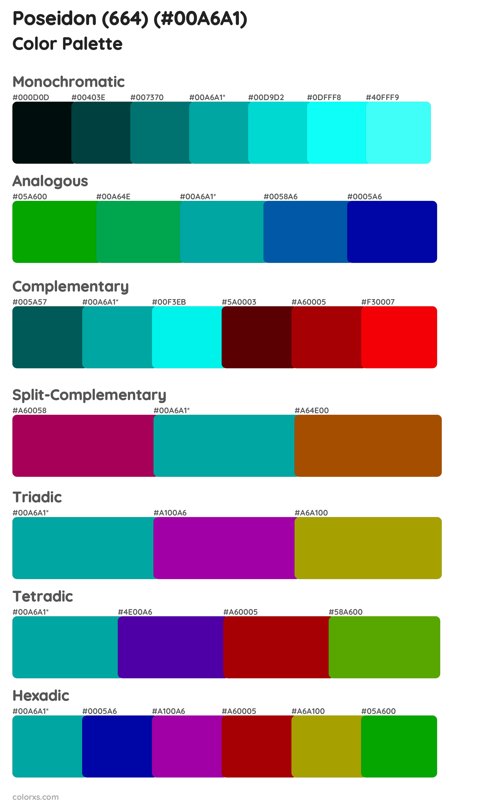 Poseidon (664) Color Scheme Palettes