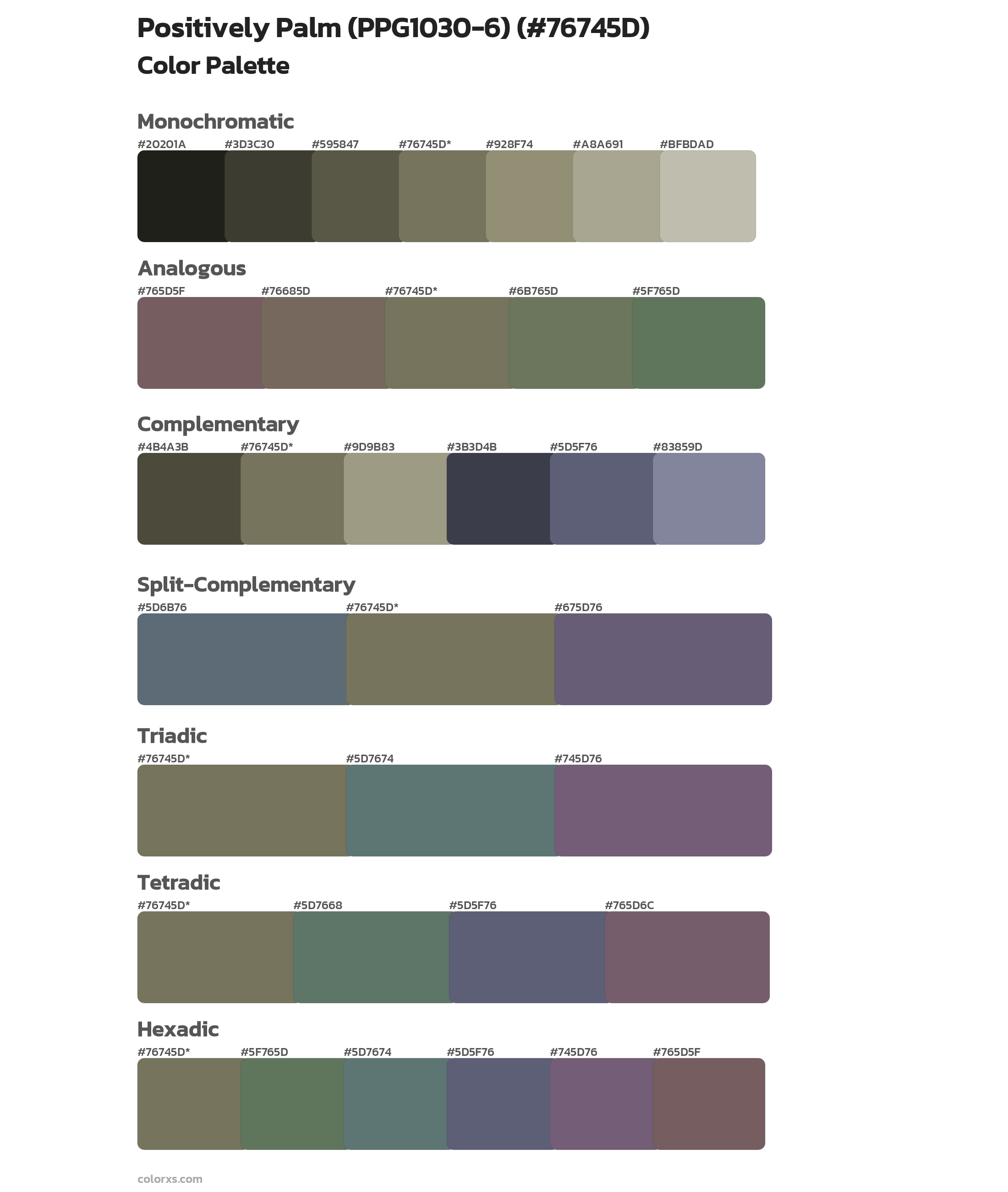 Positively Palm (PPG1030-6) Color Scheme Palettes