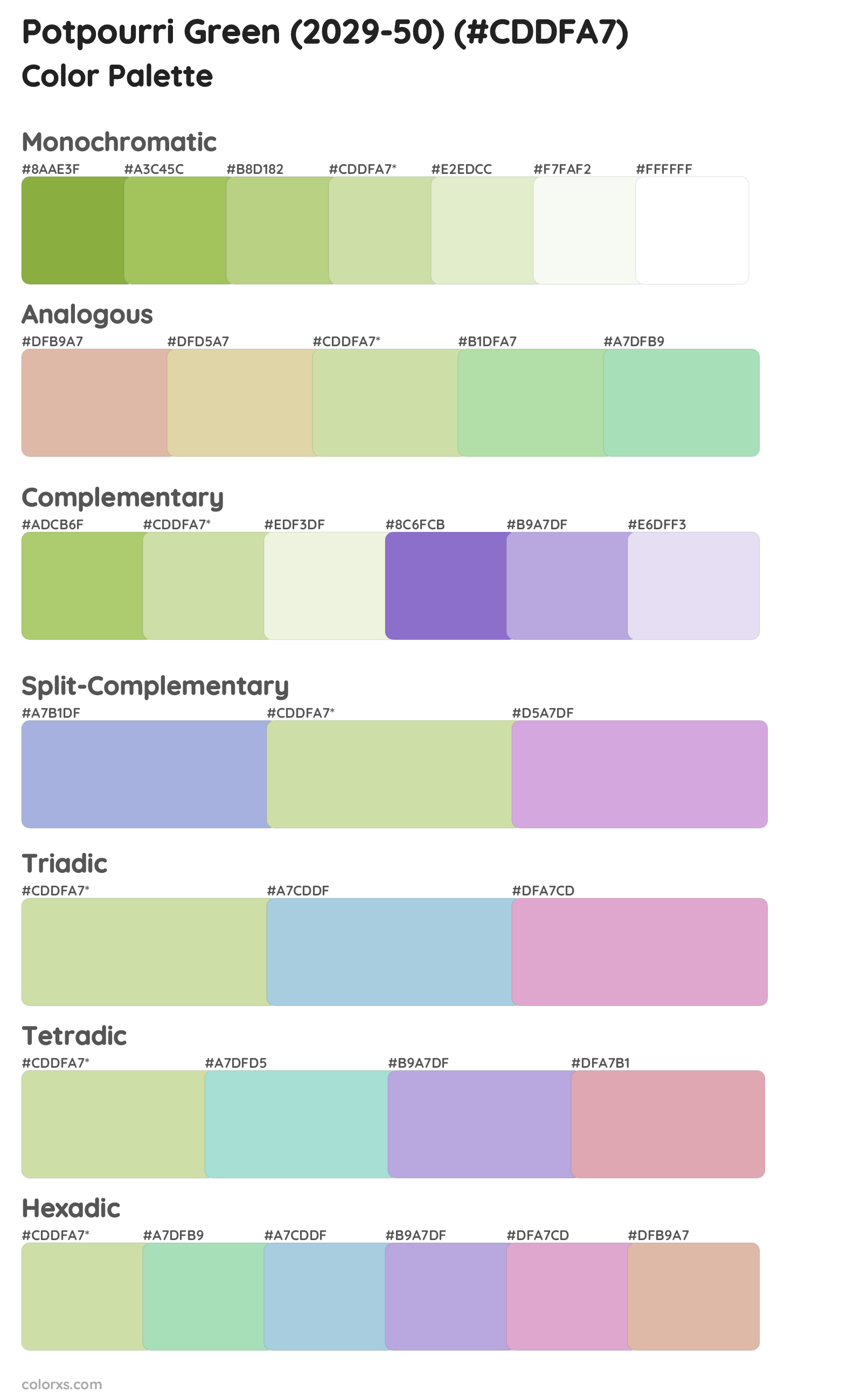 Potpourri Green (2029-50) Color Scheme Palettes