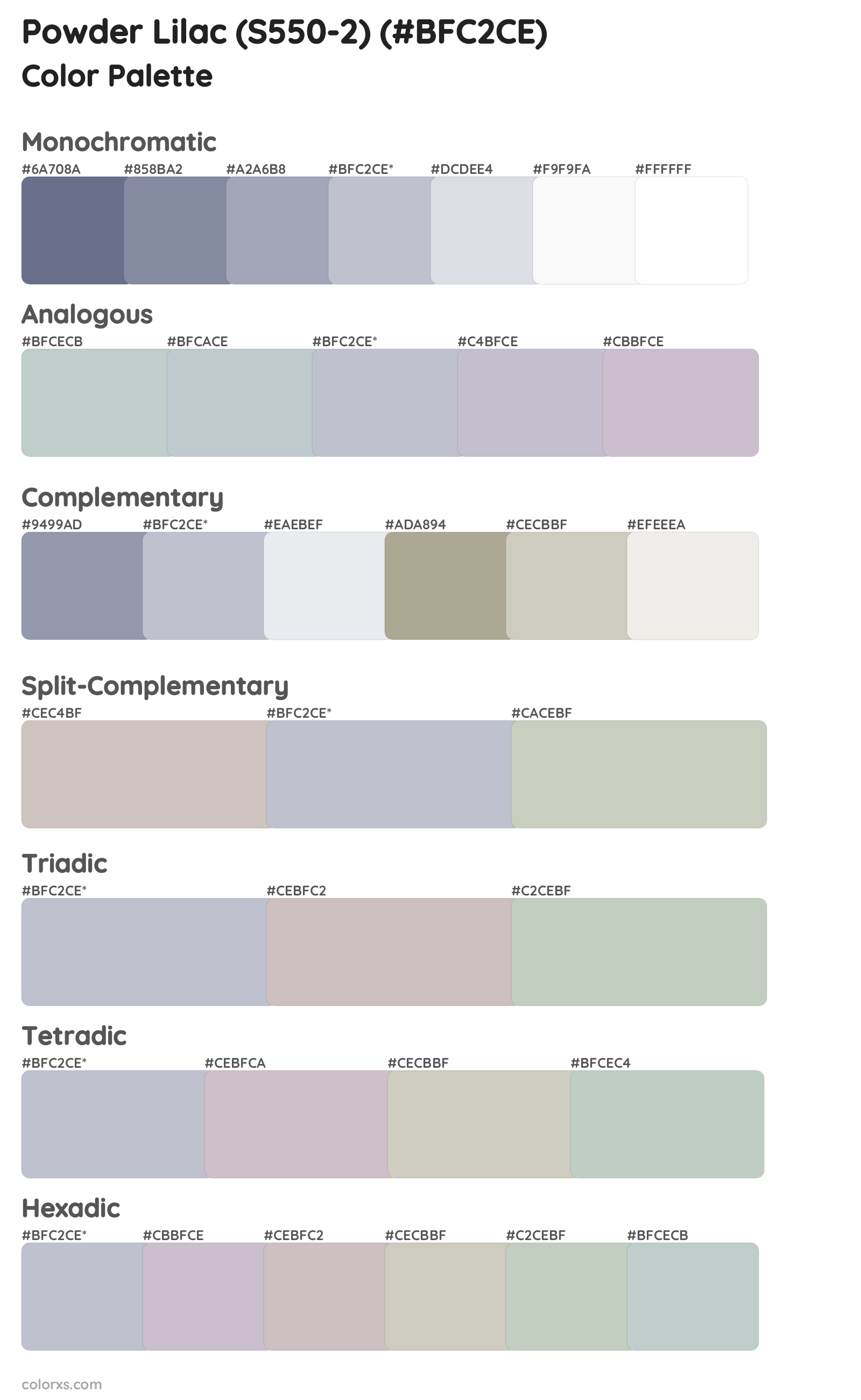 Powder Lilac (S550-2) Color Scheme Palettes