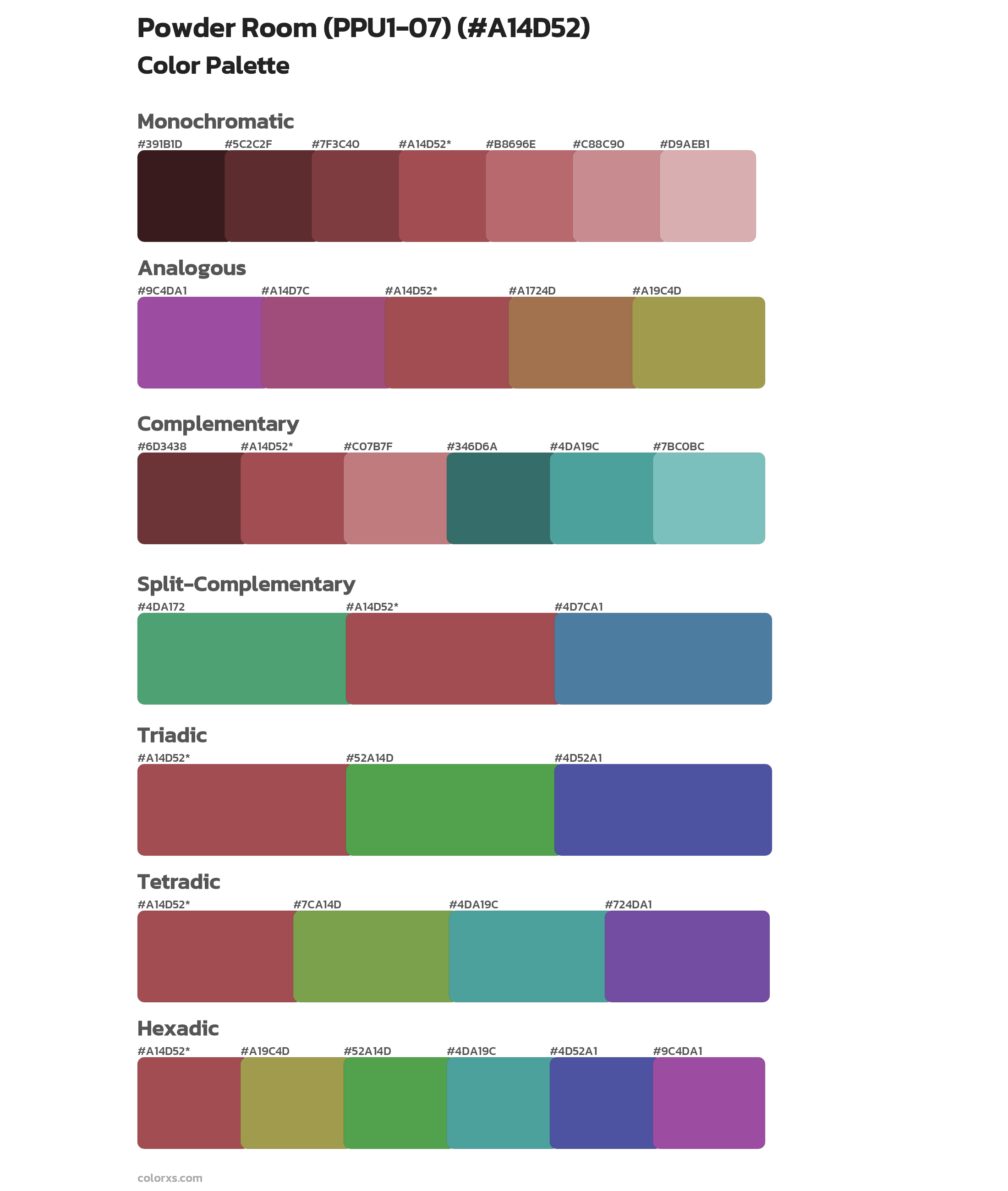 Powder Room (PPU1-07) Color Scheme Palettes