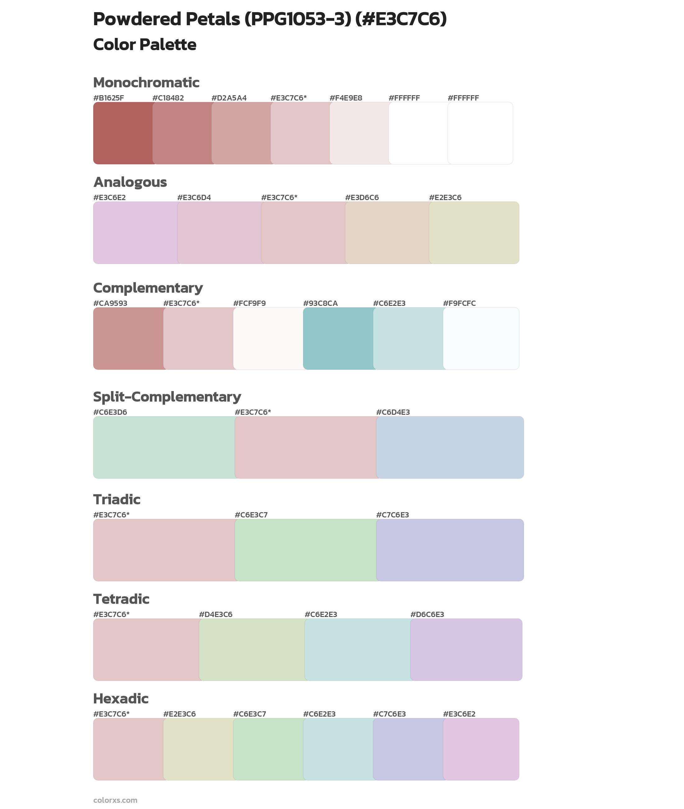 Powdered Petals (PPG1053-3) Color Scheme Palettes