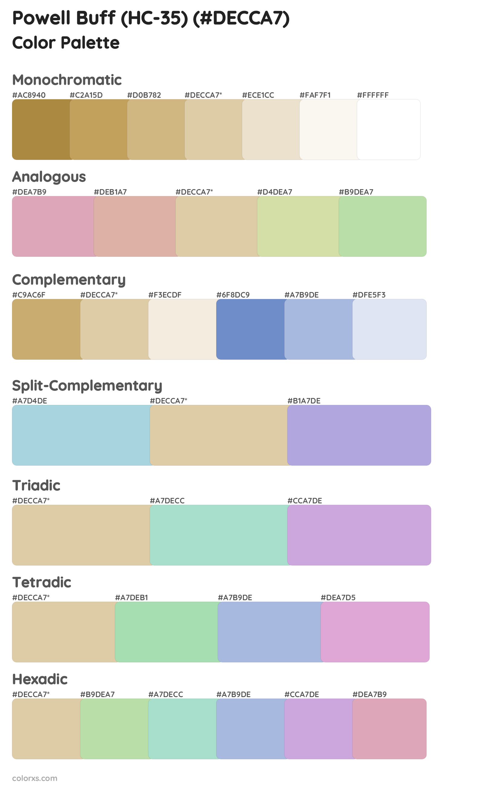 Powell Buff (HC-35) Color Scheme Palettes