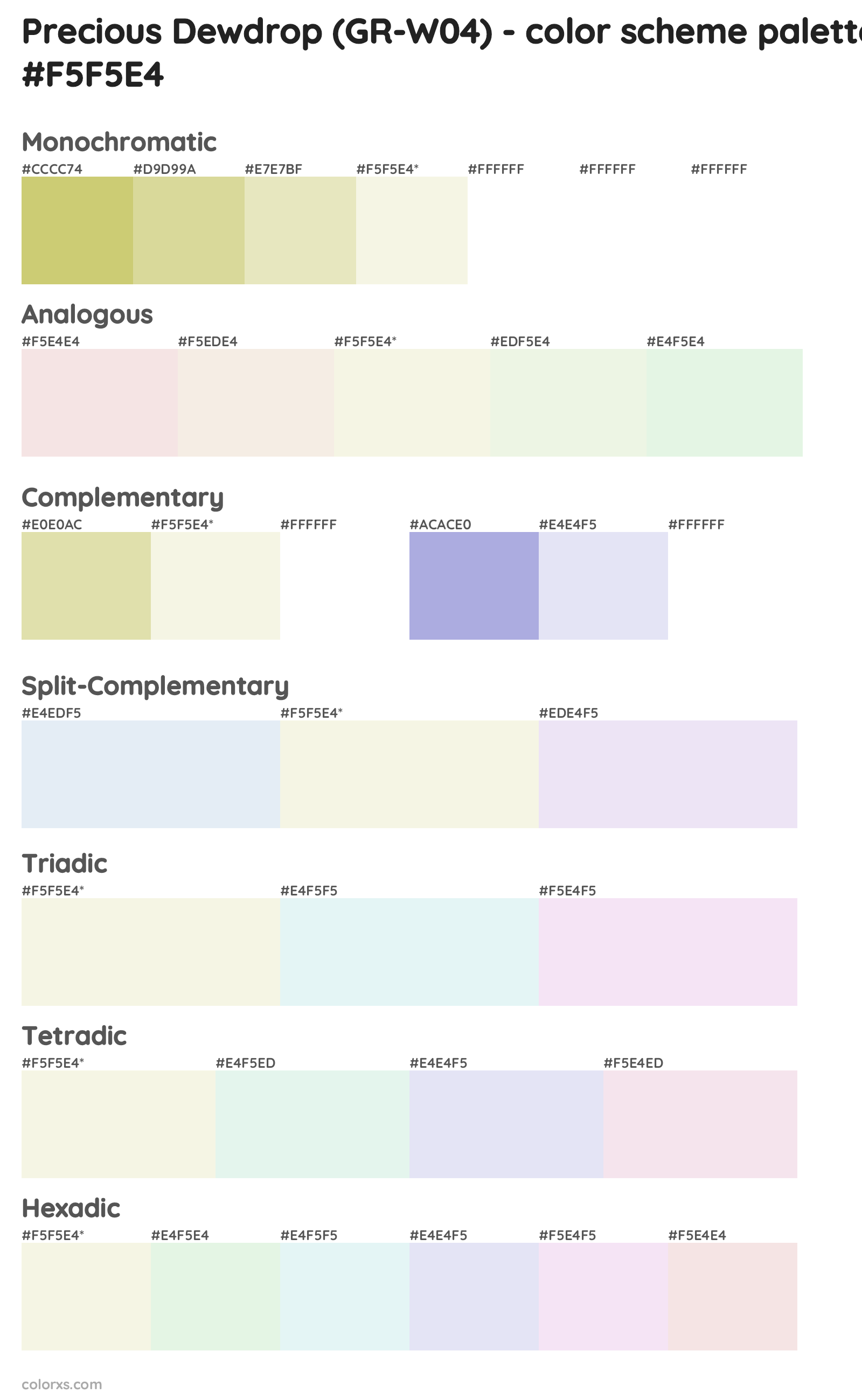 Precious Dewdrop (GR-W04) Color Scheme Palettes