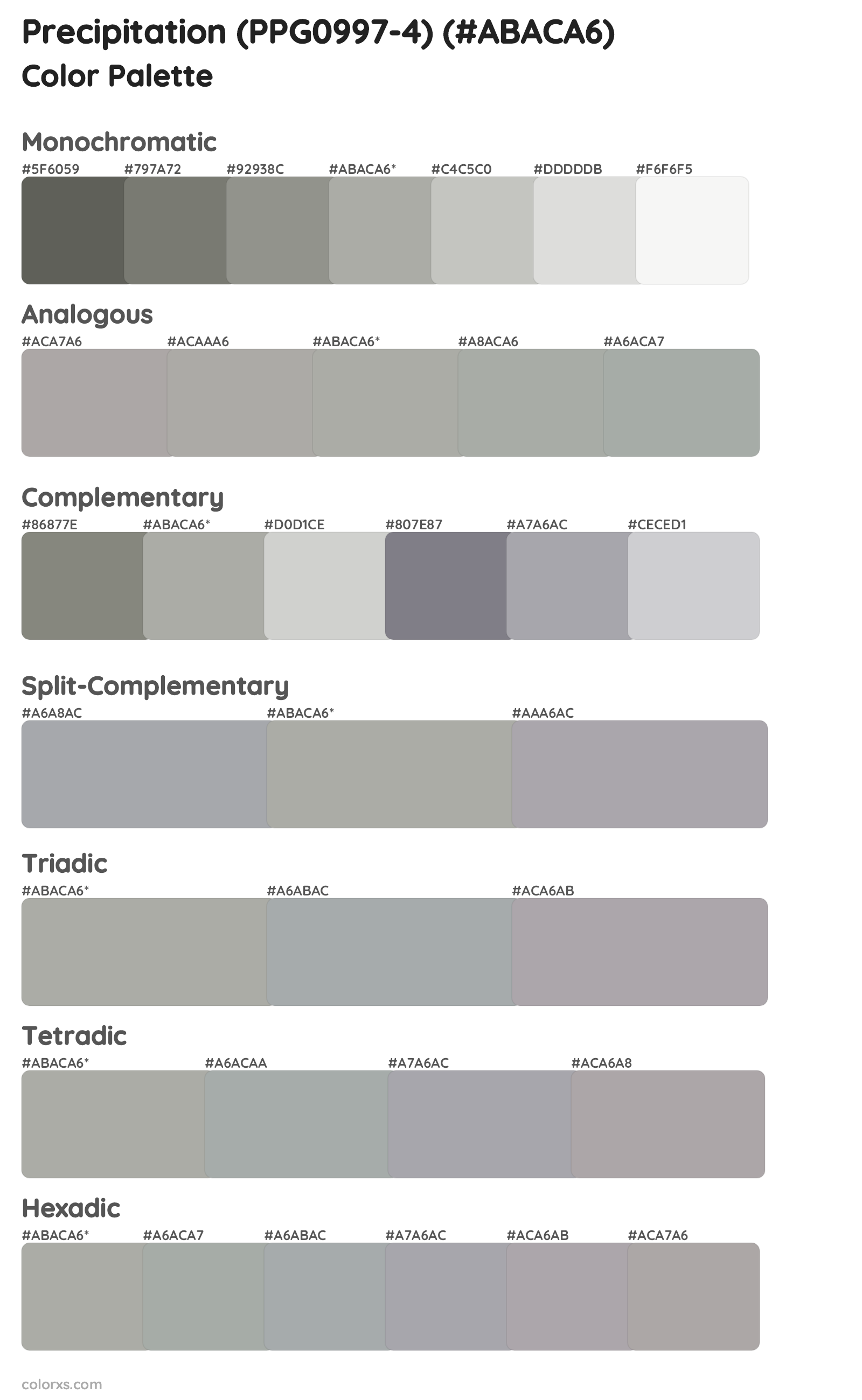 Precipitation (PPG0997-4) Color Scheme Palettes