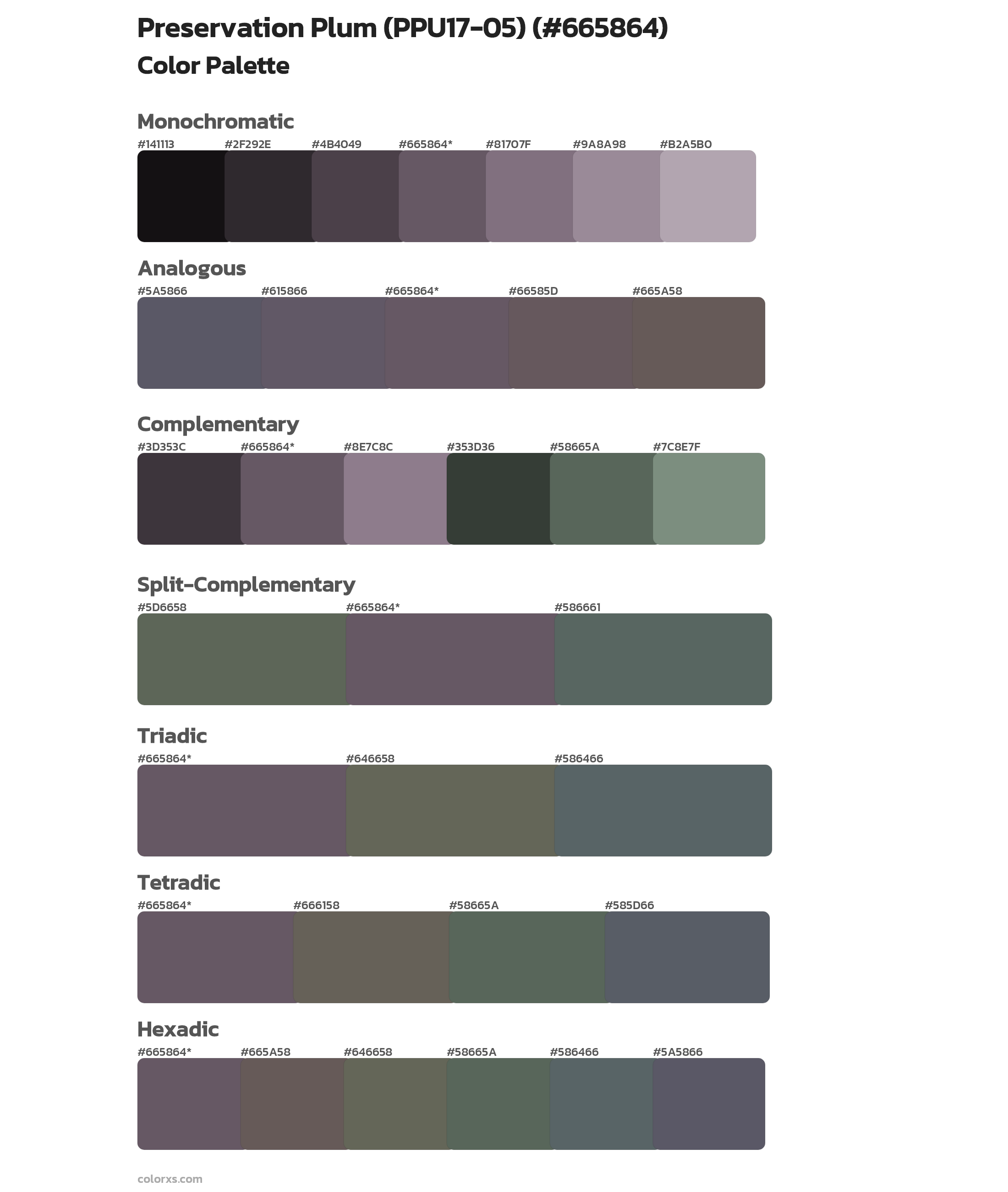Preservation Plum (PPU17-05) Color Scheme Palettes