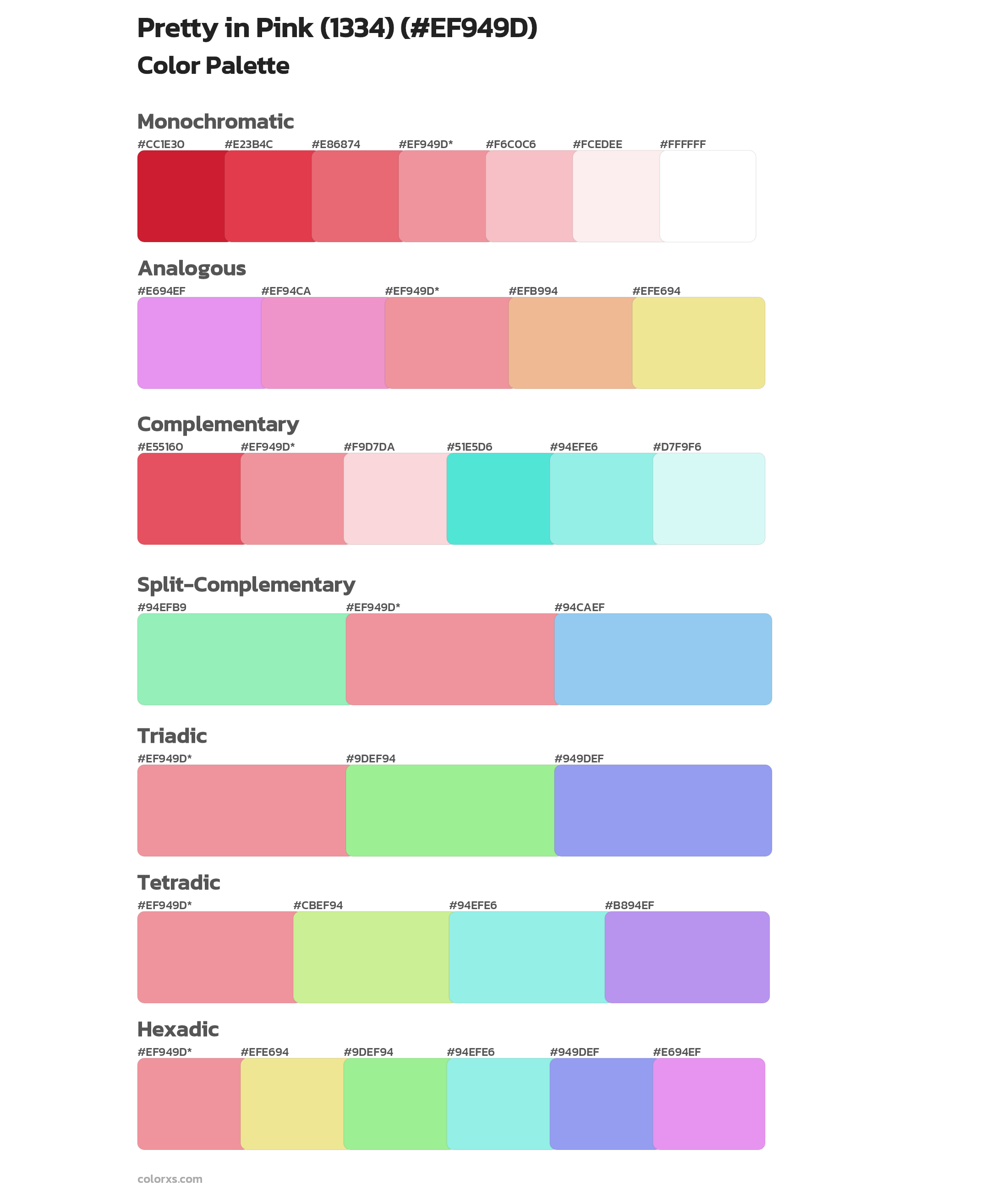 Pretty in Pink (1334) Color Scheme Palettes