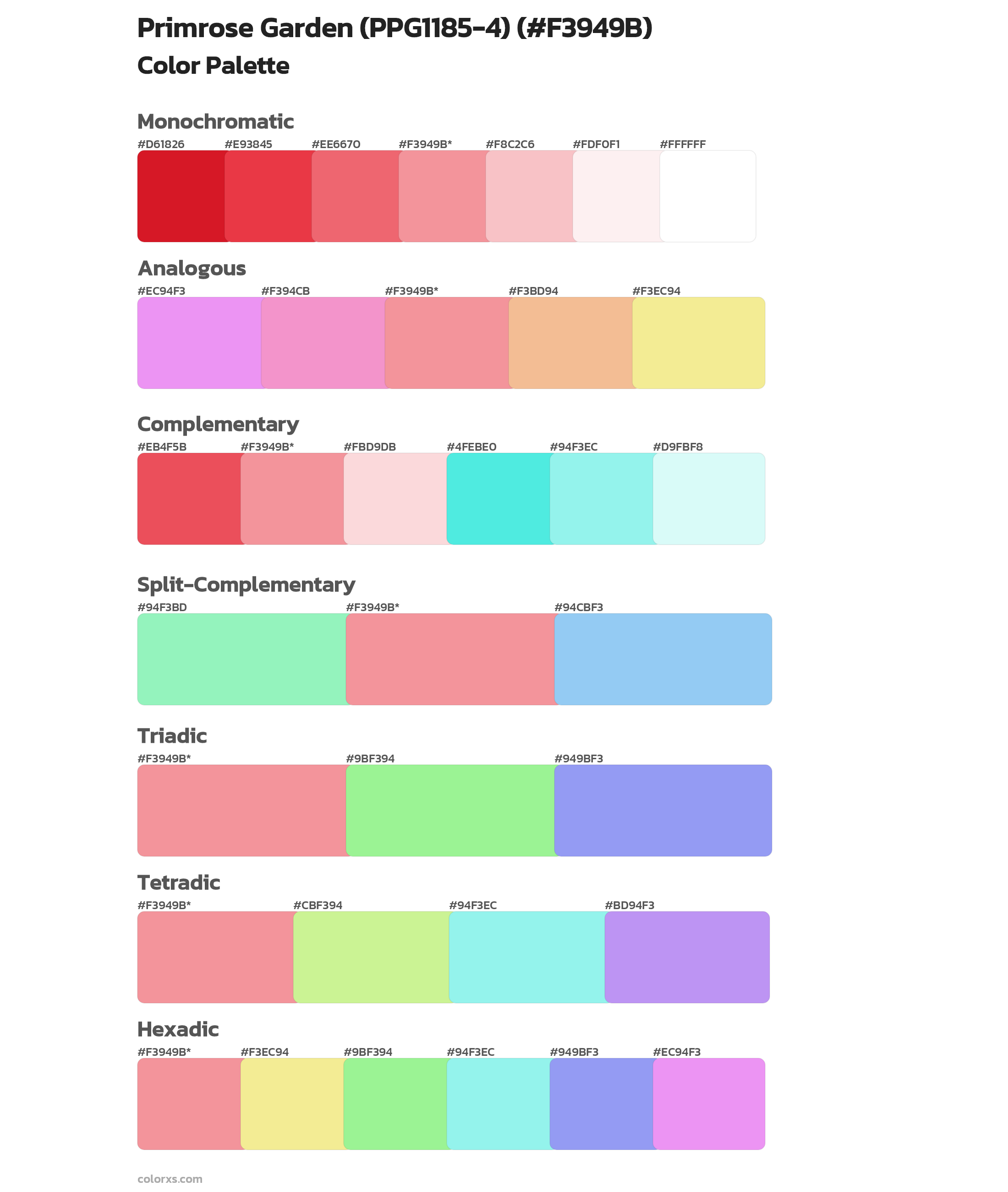 Primrose Garden (PPG1185-4) Color Scheme Palettes