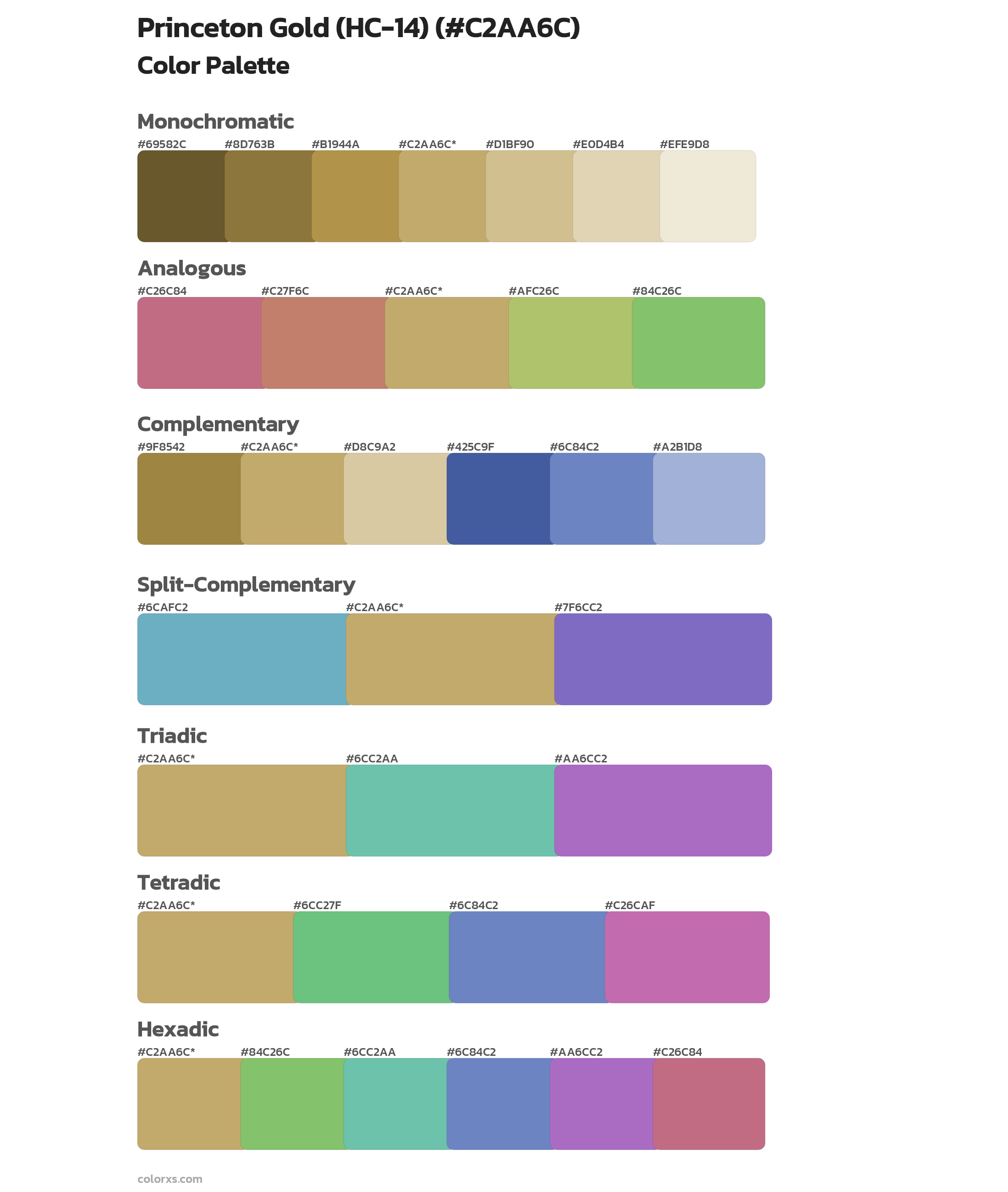Princeton Gold (HC-14) Color Scheme Palettes