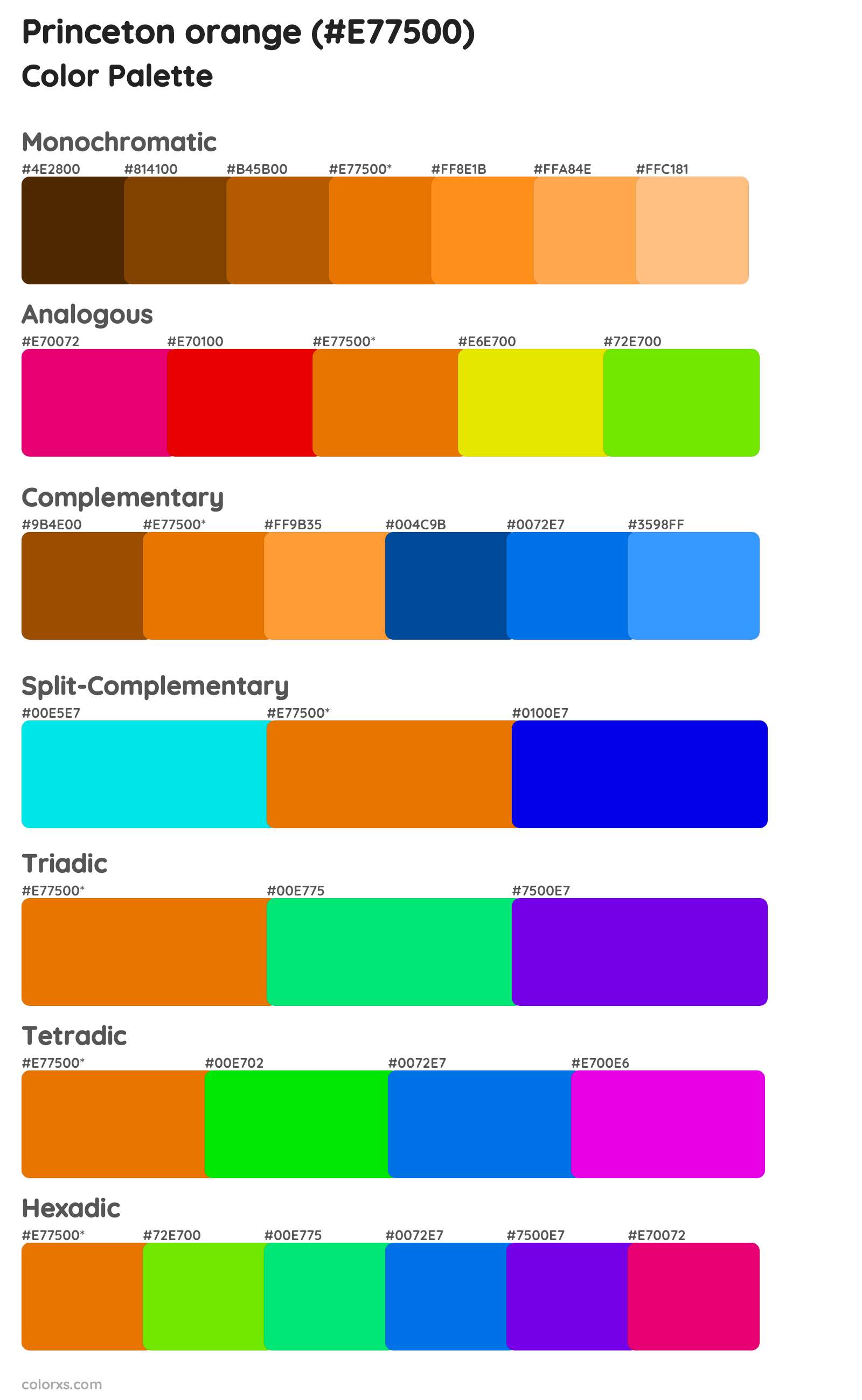 Princeton orange Color Scheme Palettes