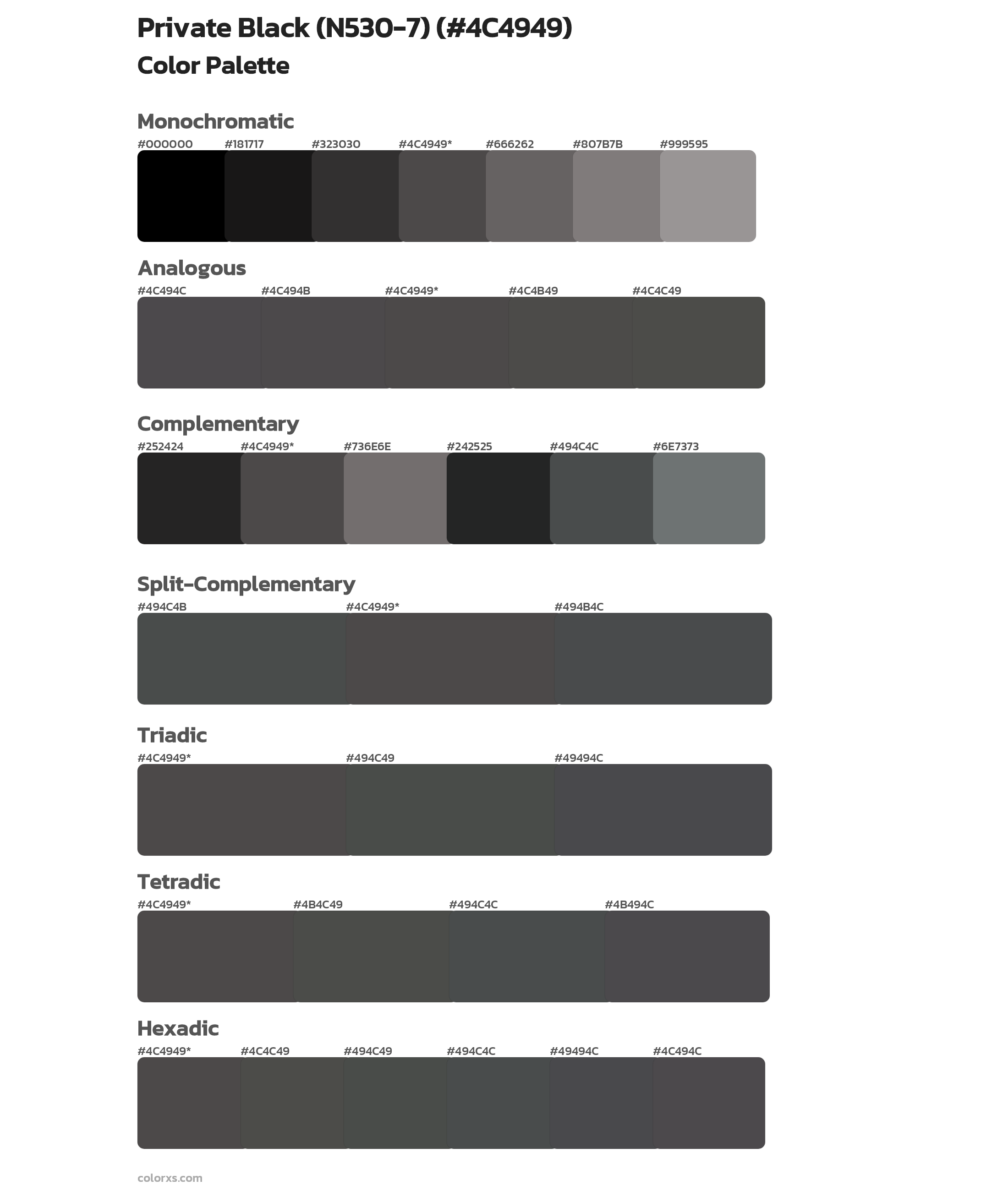 Private Black (N530-7) Color Scheme Palettes