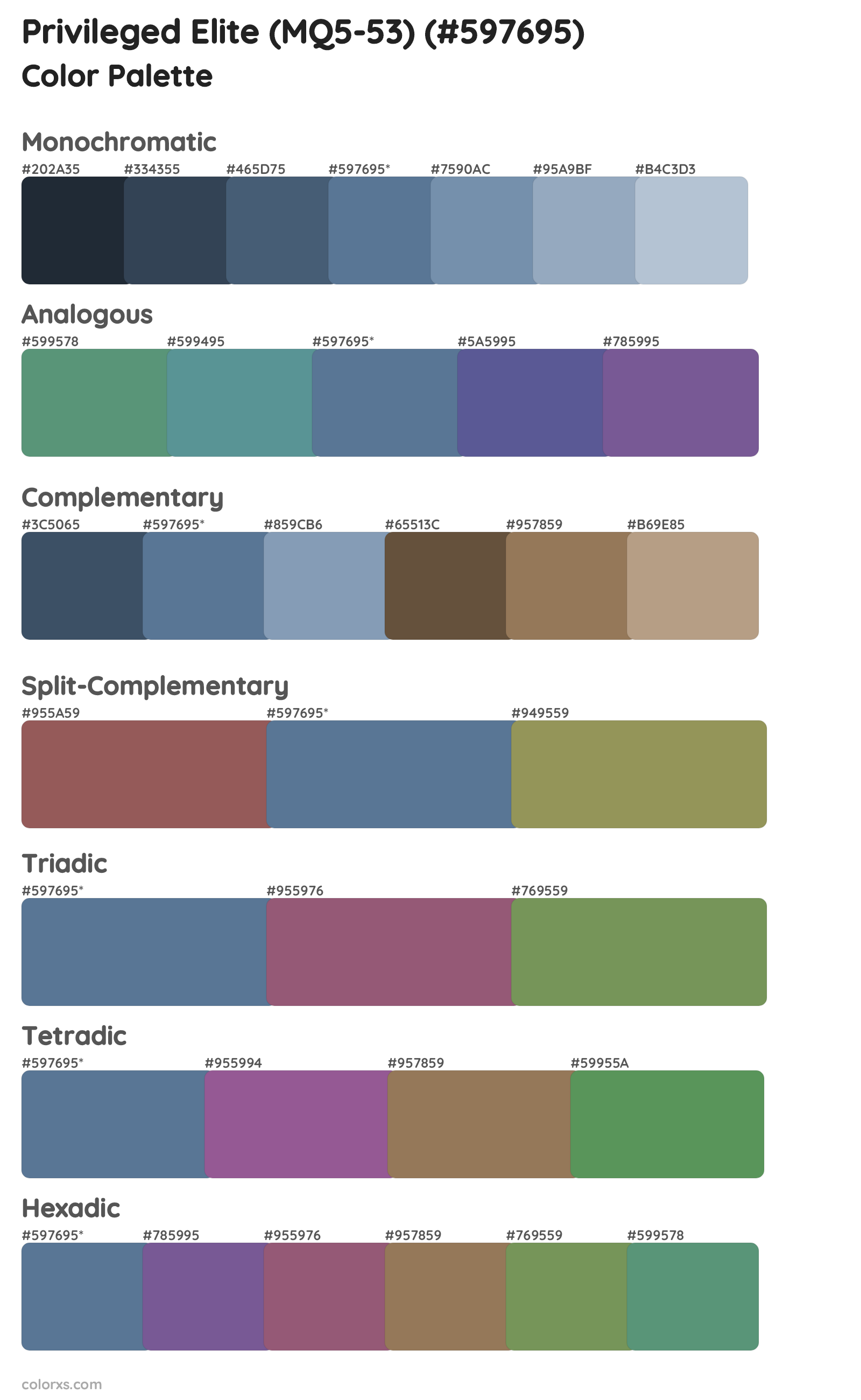 Privileged Elite (MQ5-53) Color Scheme Palettes