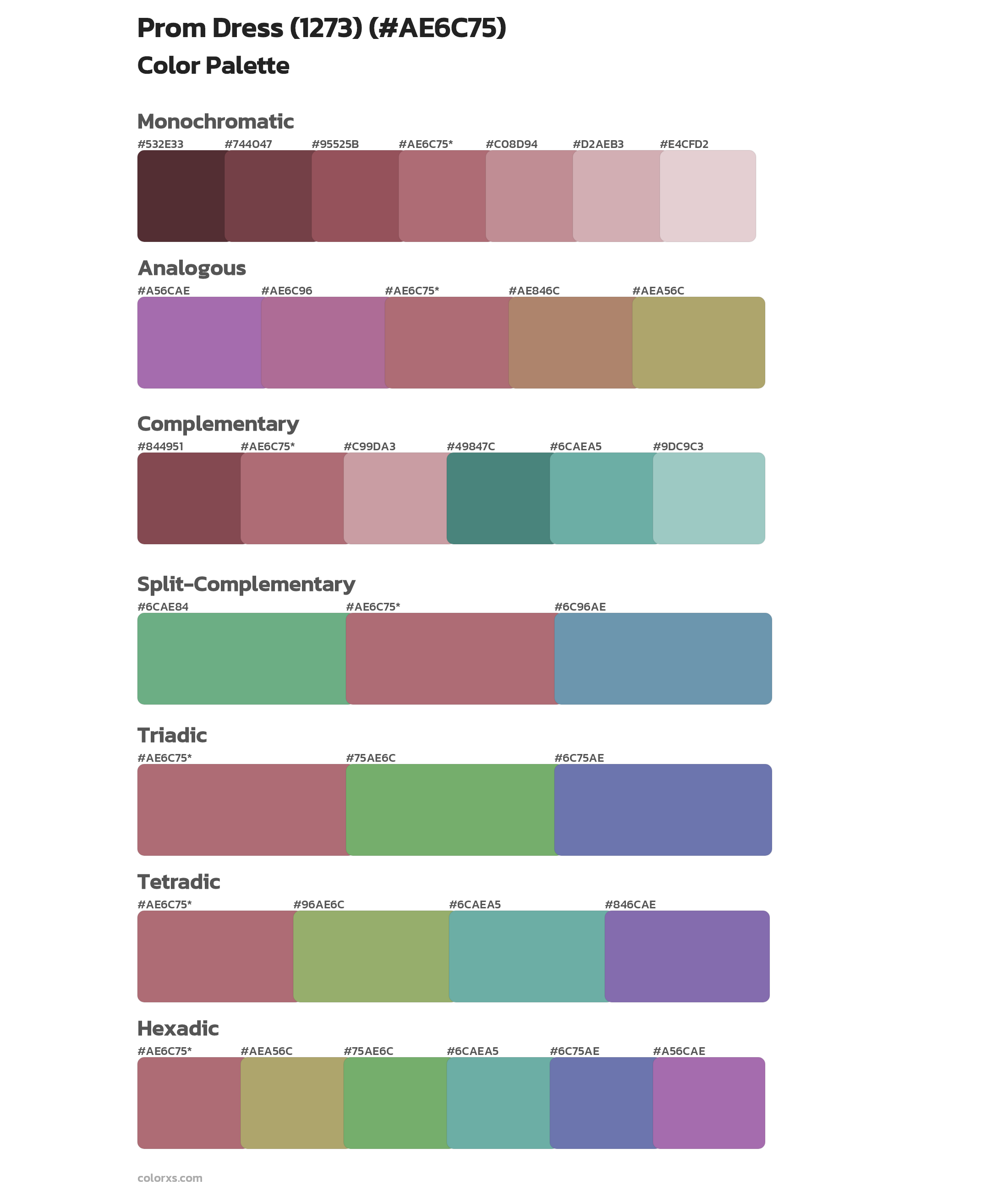 Prom Dress (1273) Color Scheme Palettes