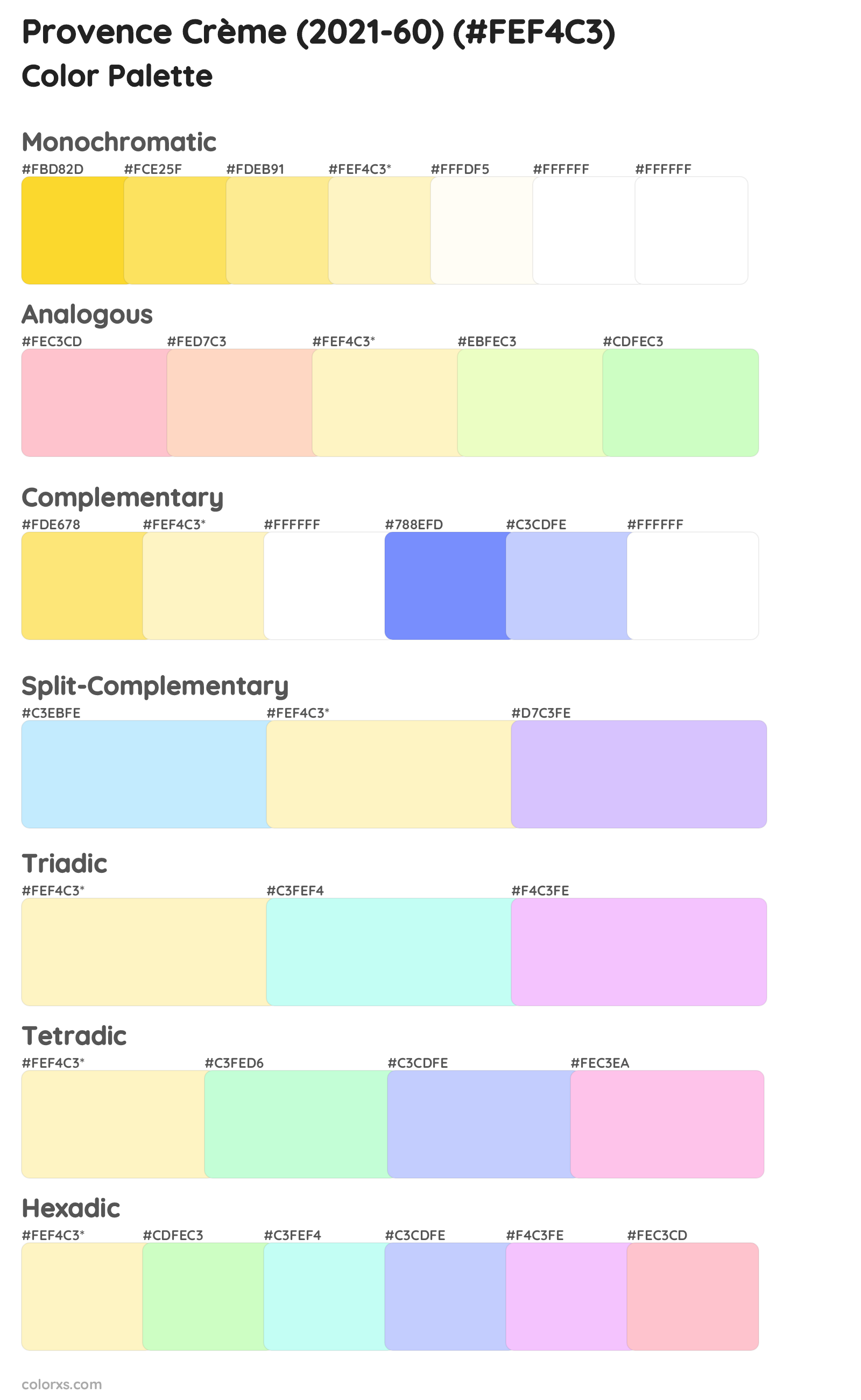 Provence Crème (2021-60) Color Scheme Palettes
