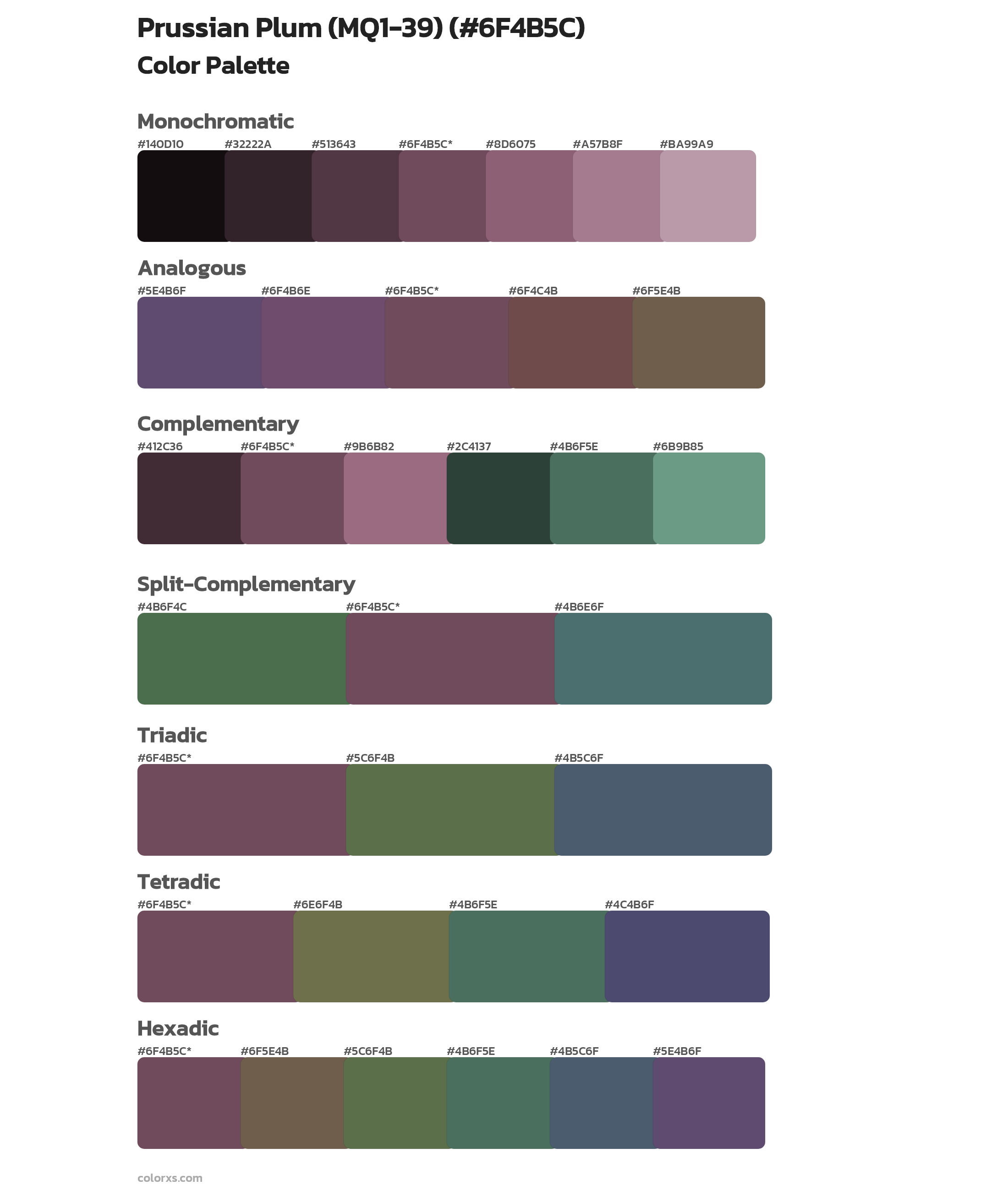 Prussian Plum (MQ1-39) Color Scheme Palettes