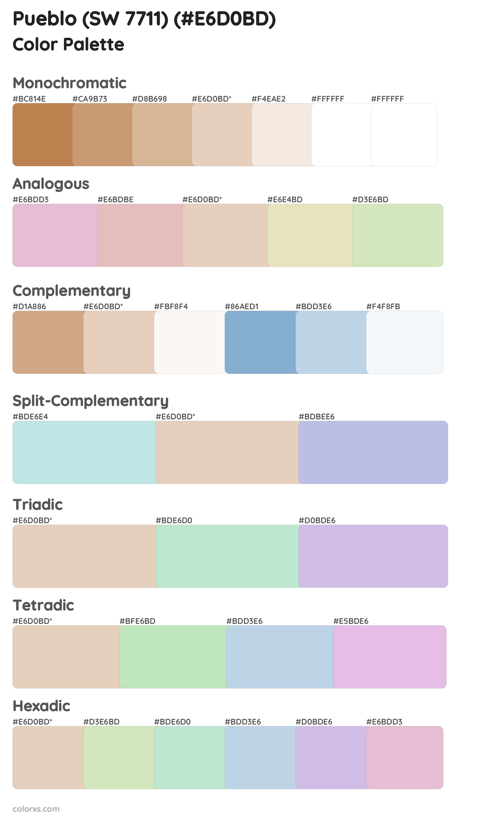 Pueblo (SW 7711) Color Scheme Palettes