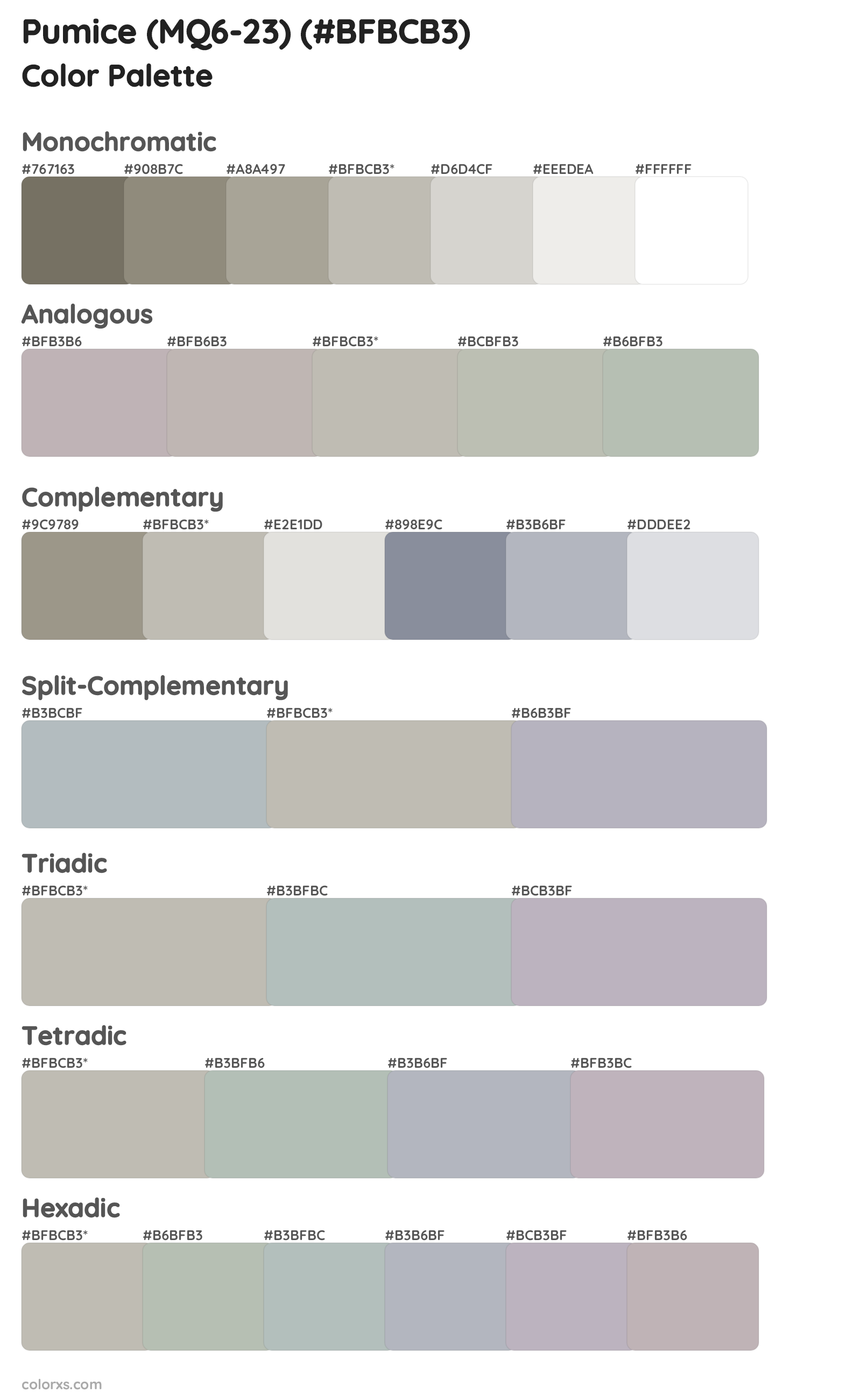 Pumice (MQ6-23) Color Scheme Palettes